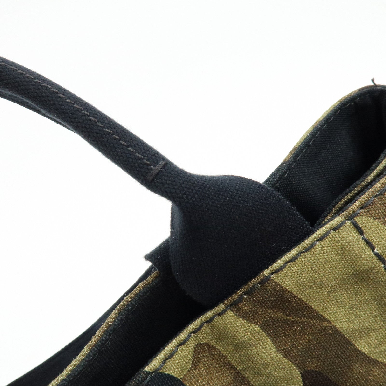 PRADA Canapa Triangle Logo Canvas Tote Bag Camouflage Khaki BN2020