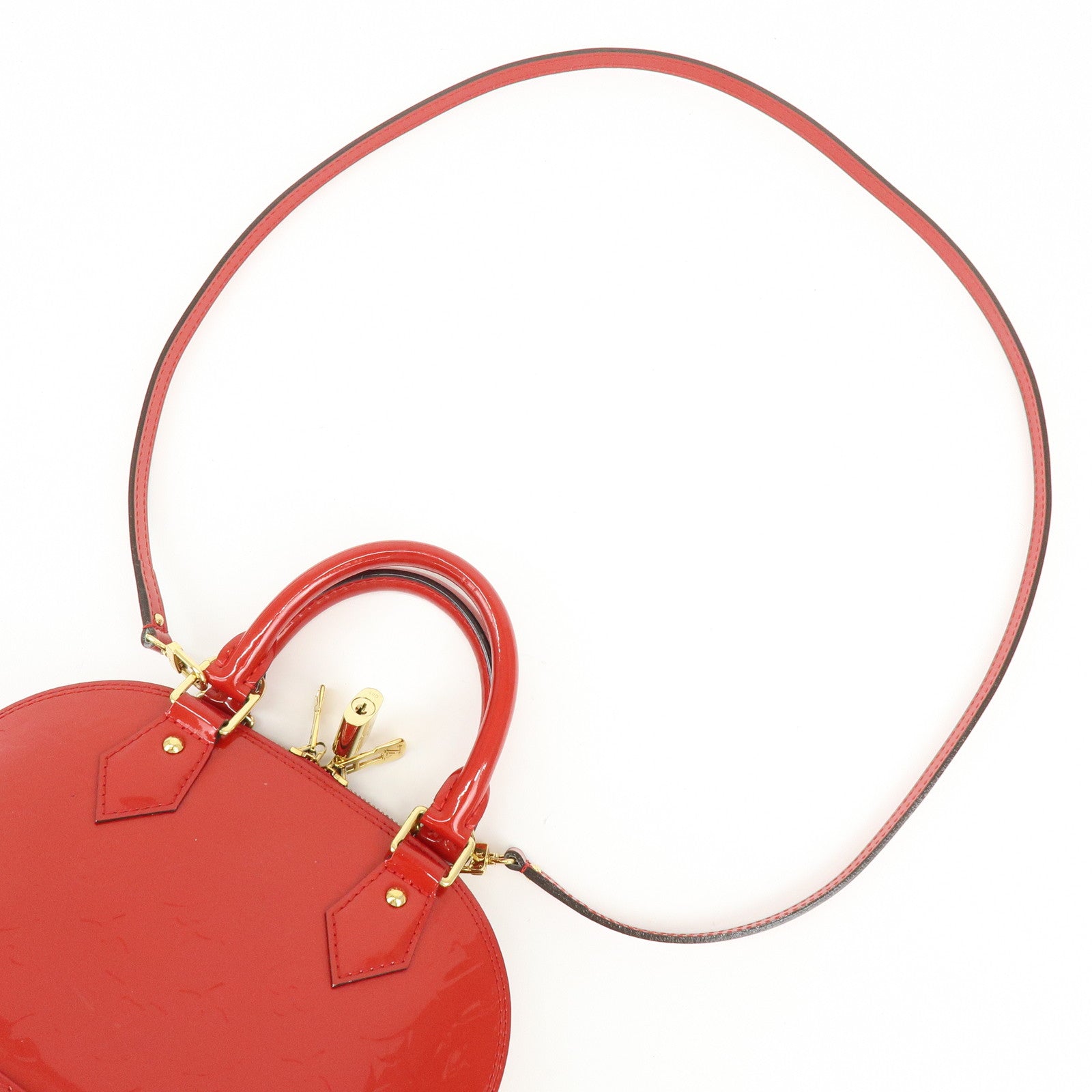 Louis Vuitton Monogram Vernis Alma BB 2Way Hand Bag Cerise M90174