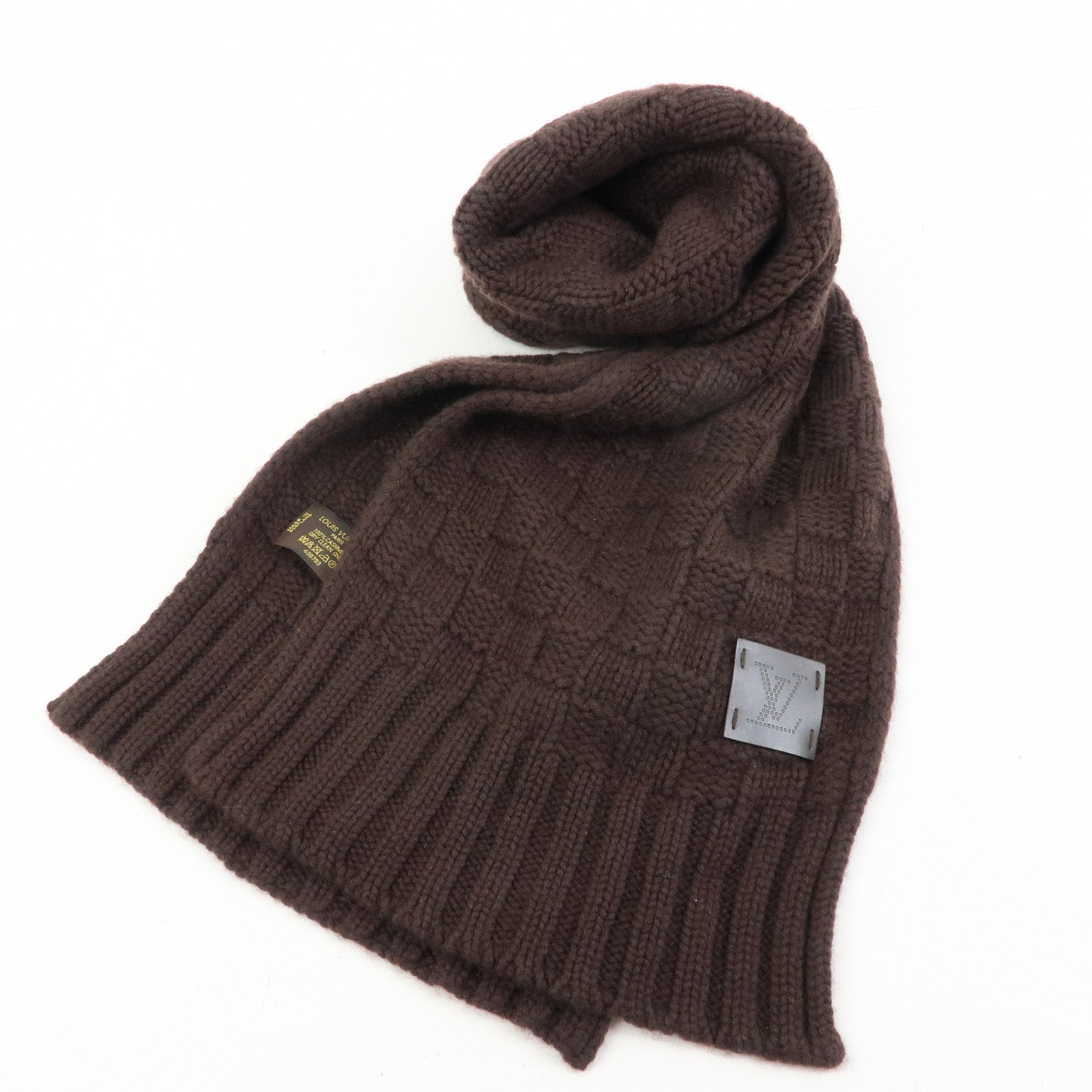 Louis Vuitton Damier Echarpe Helsinki Cashmere 100% Scarf Dark Brown