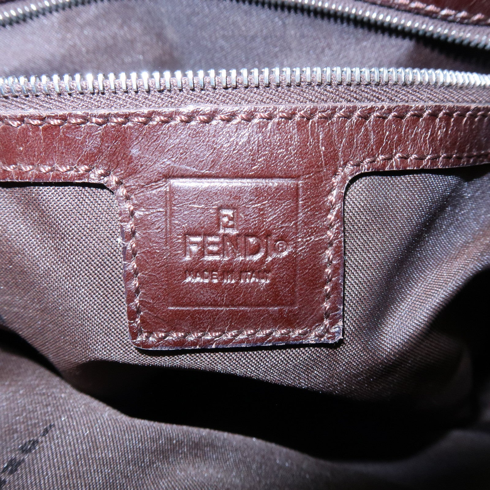 FENDI Zucca Canvas Leather Shoulder Bag Brown Black 26727