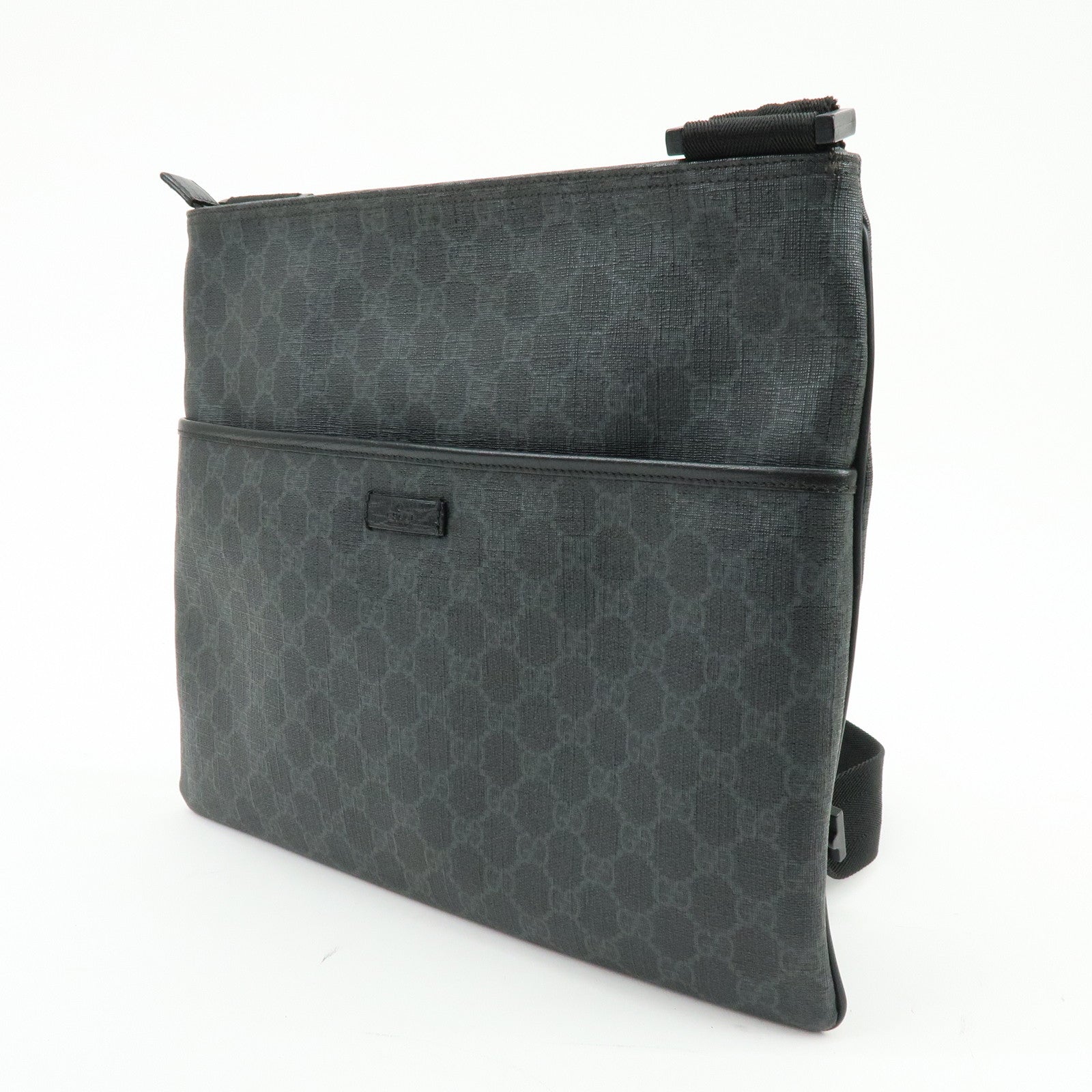 GUCCI GG Supreme Leather Shoulder Bag Crossbody Bag Black 162904