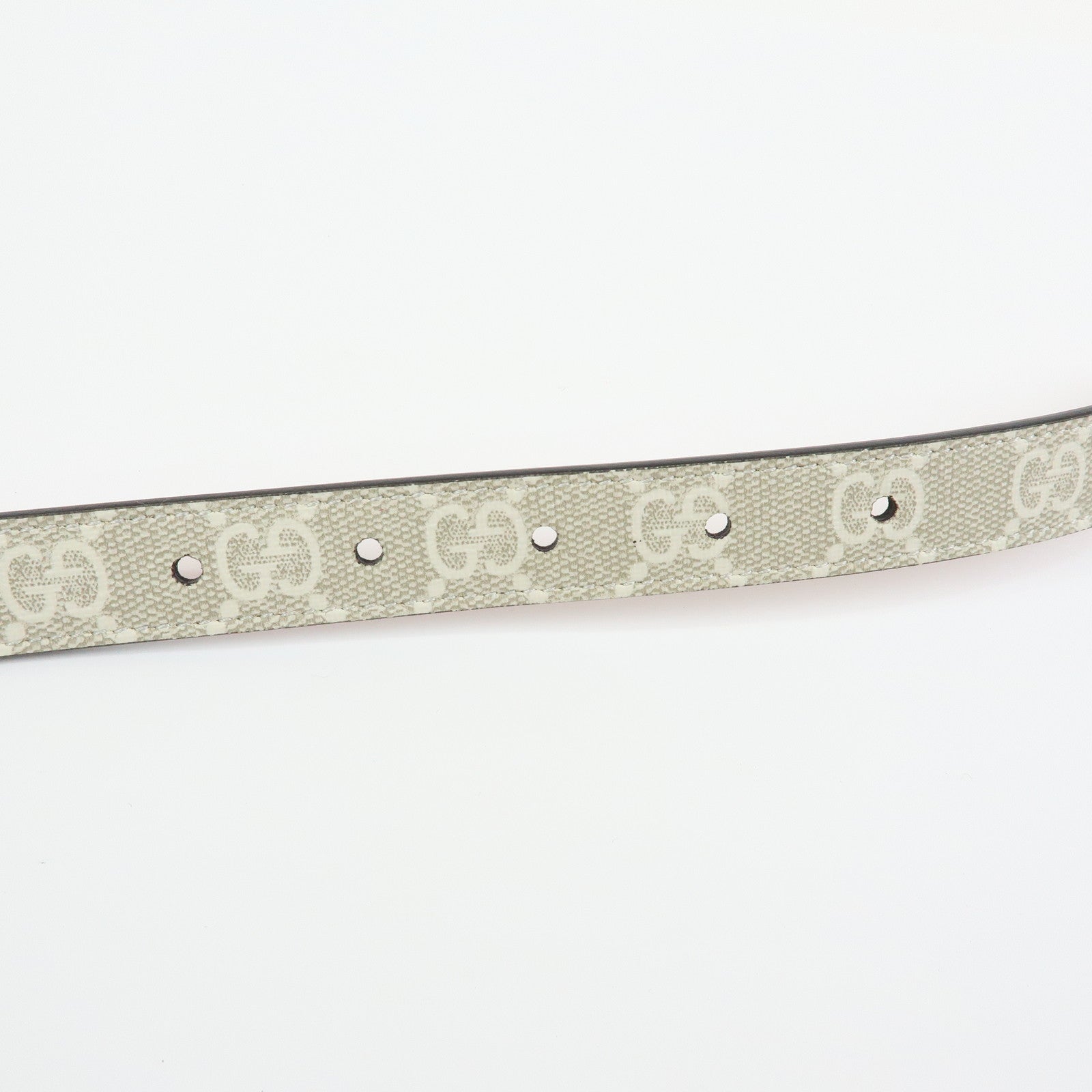 GUCCI Double G GG Spreme Leather Belt Greige White Pink 409417