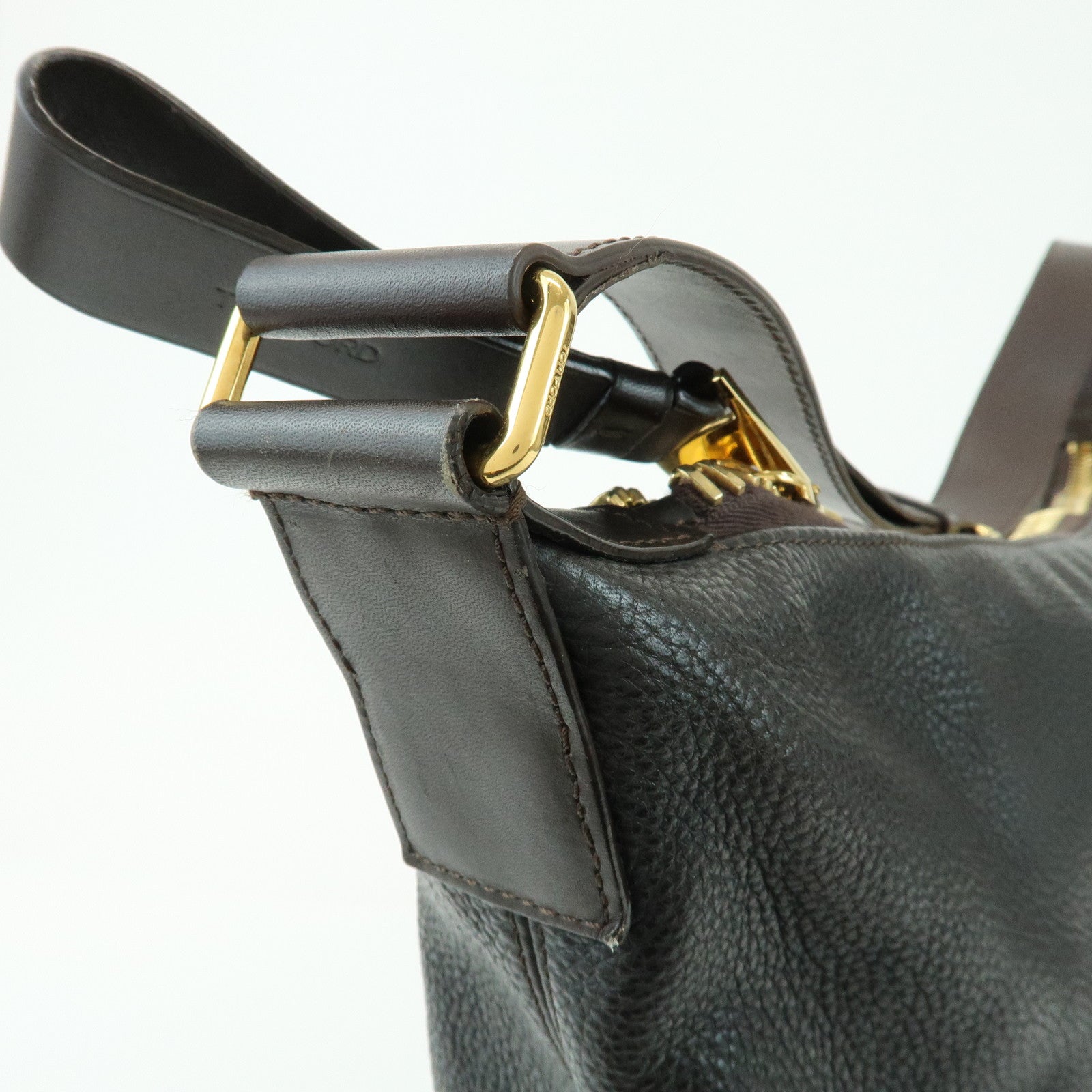 TOM FORD Leather Shoulder Bag Crossbody Bag Black