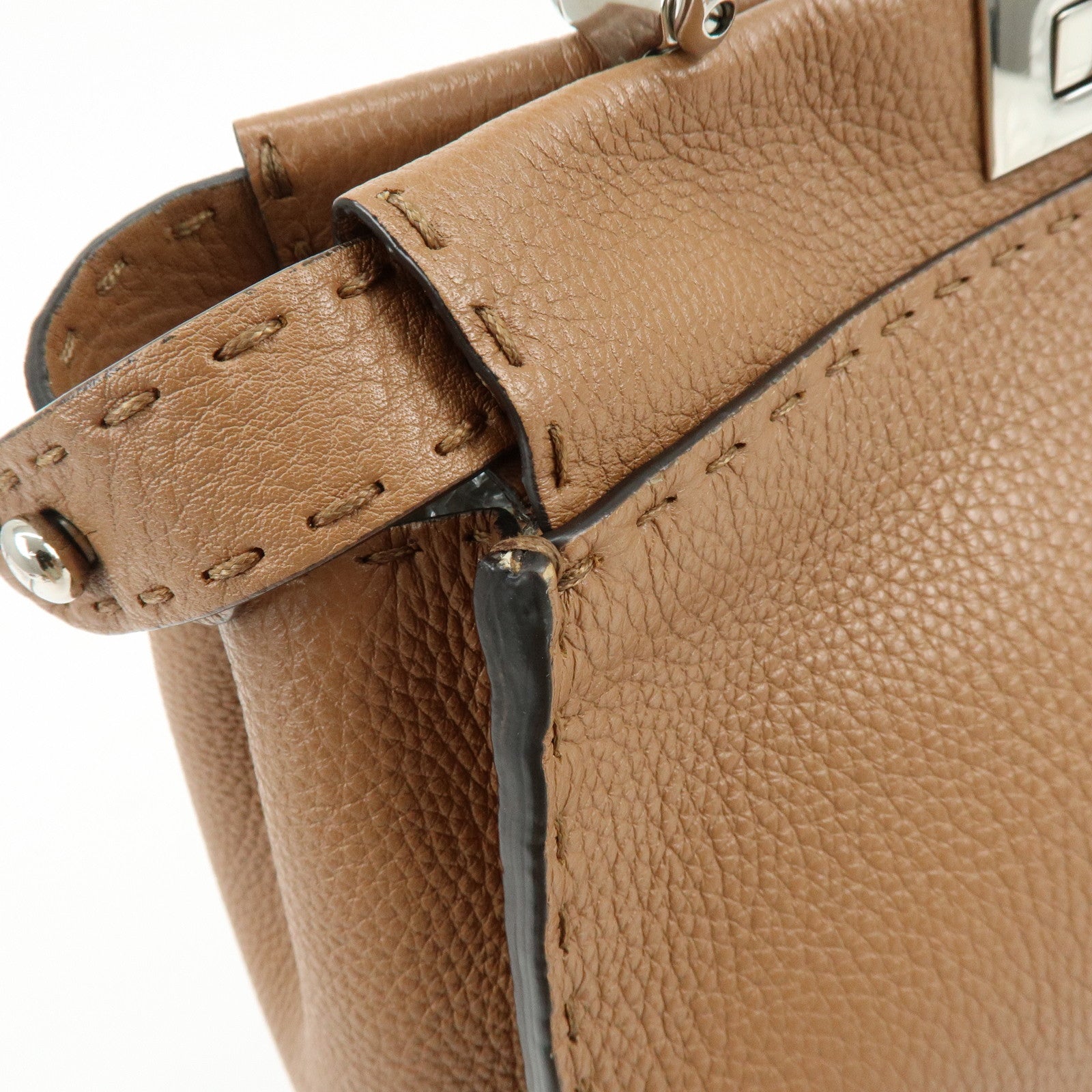 FENDI Selleria Peekaboo Medium Leather 2Way Hand Shoulder Bag 8BN290