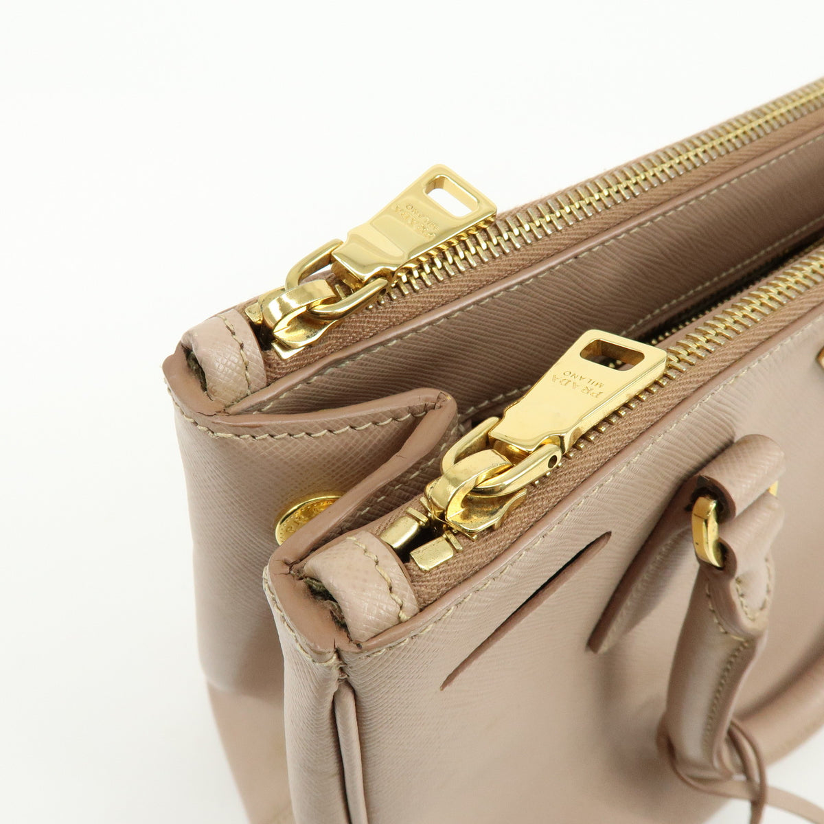 PRADA Triangle Logo Galleria Saffiano Leather 2Way Bag Beige BN1801