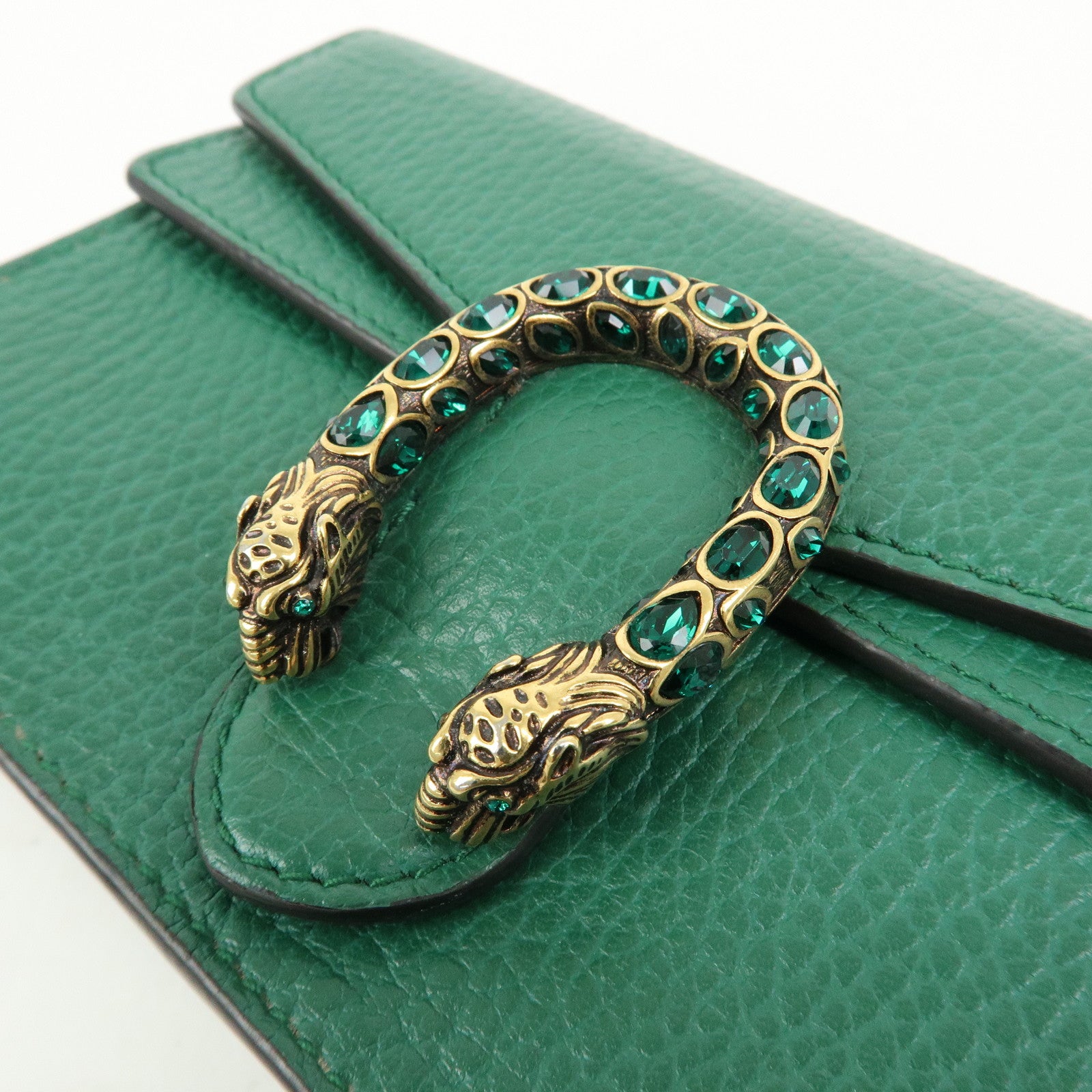 GUCCI Dionysus Super Mini Bag Leather Chain Shoulder Bag Green 476432