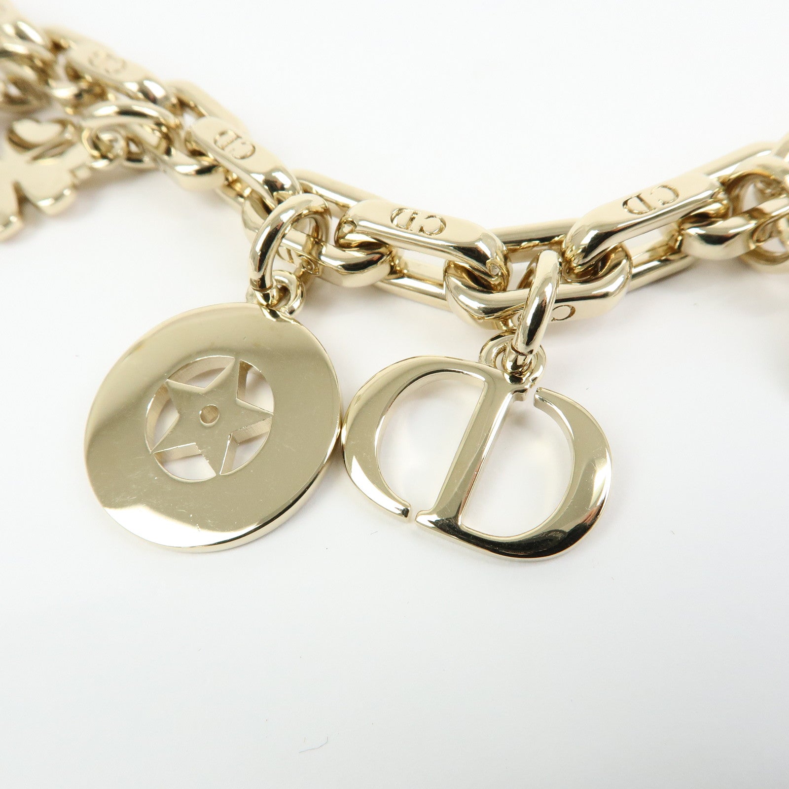 Christian Dior Logo S30 Montaigne Bee Star Metal Bag Charm Gold