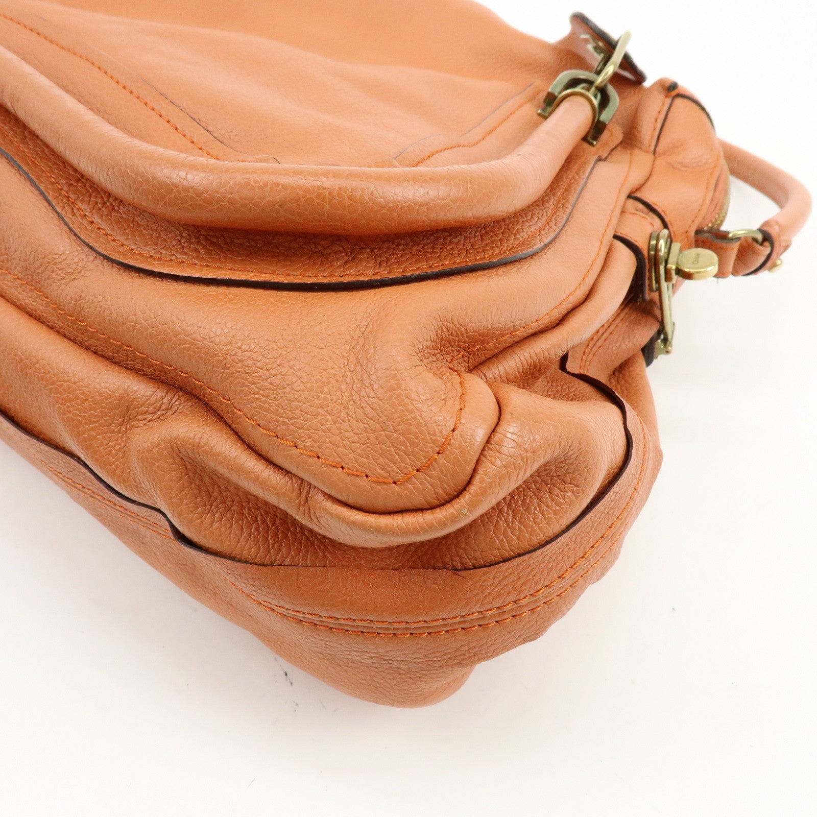 Chloe Paraty Leather 2Way Bag Shoulder Bag Hand Bag Orange