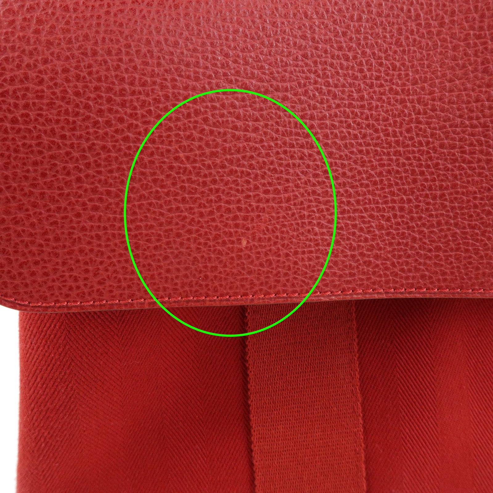 HERMES Valparaiso PM Toile Chevron Leather Hand Bag □J Stamped Red