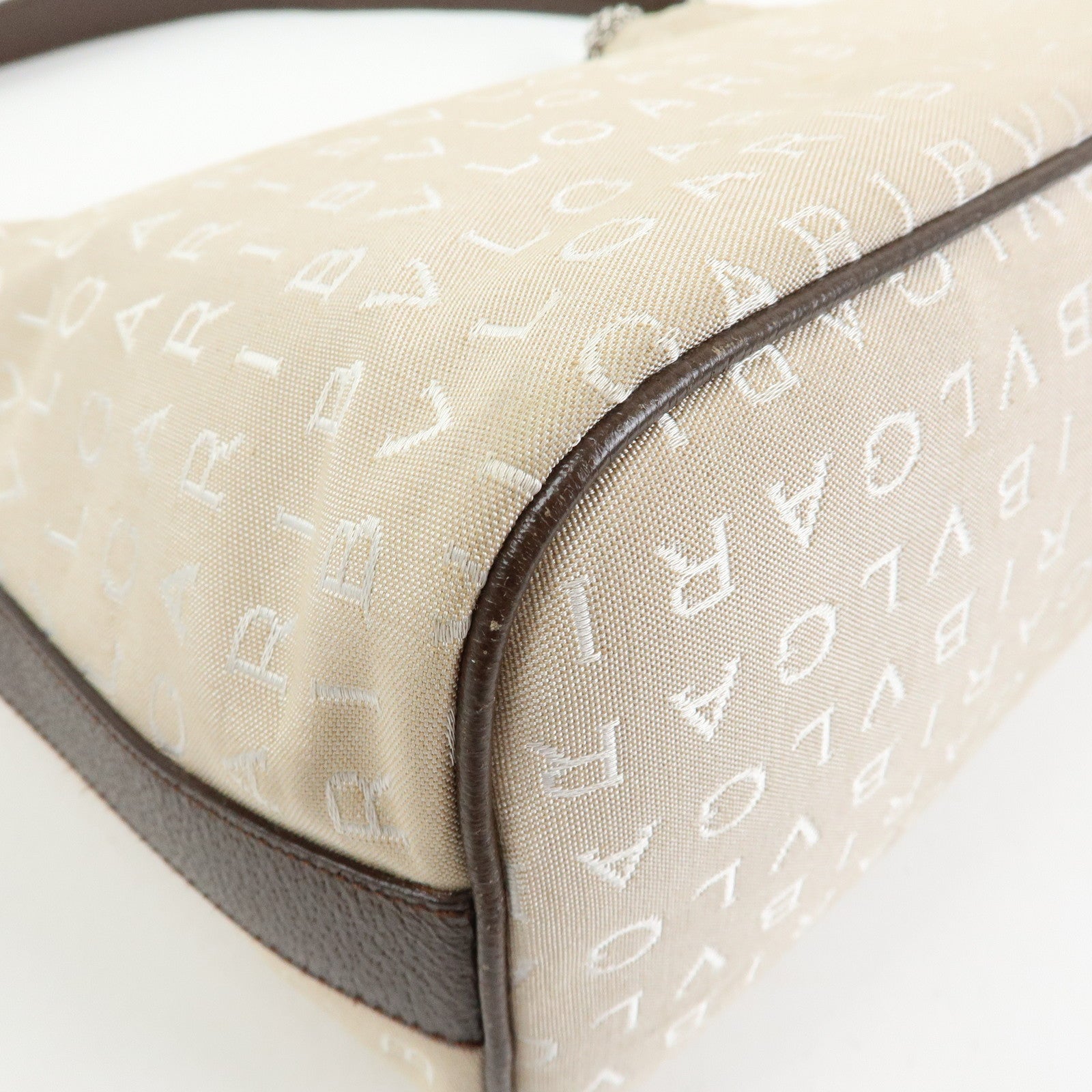 BVLGARI Logo Mania Canvas Shoulder Bag Hand Bag Beige