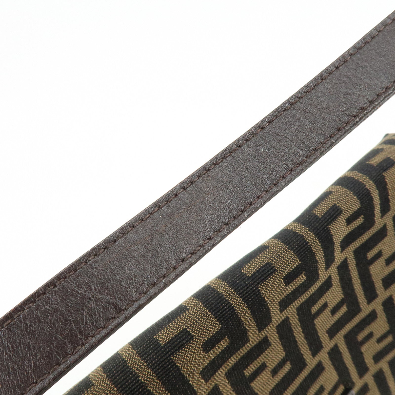 FENDI Mamma Baguette Canvas Leather Shoulder Hand Bag Brown 17132642