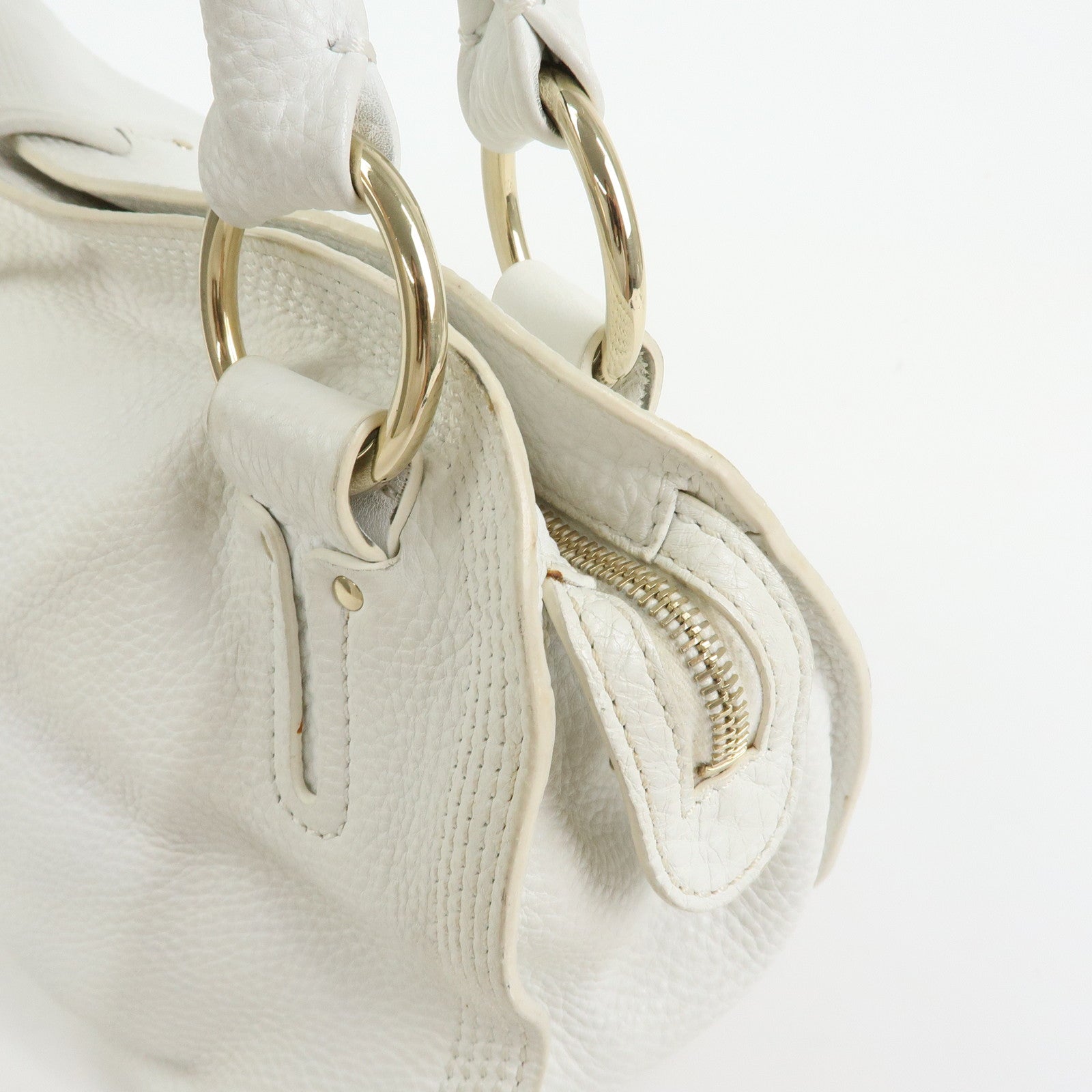Celine Bittersweet Leather Shoulder Bag Hand Bag Hobo Bag White