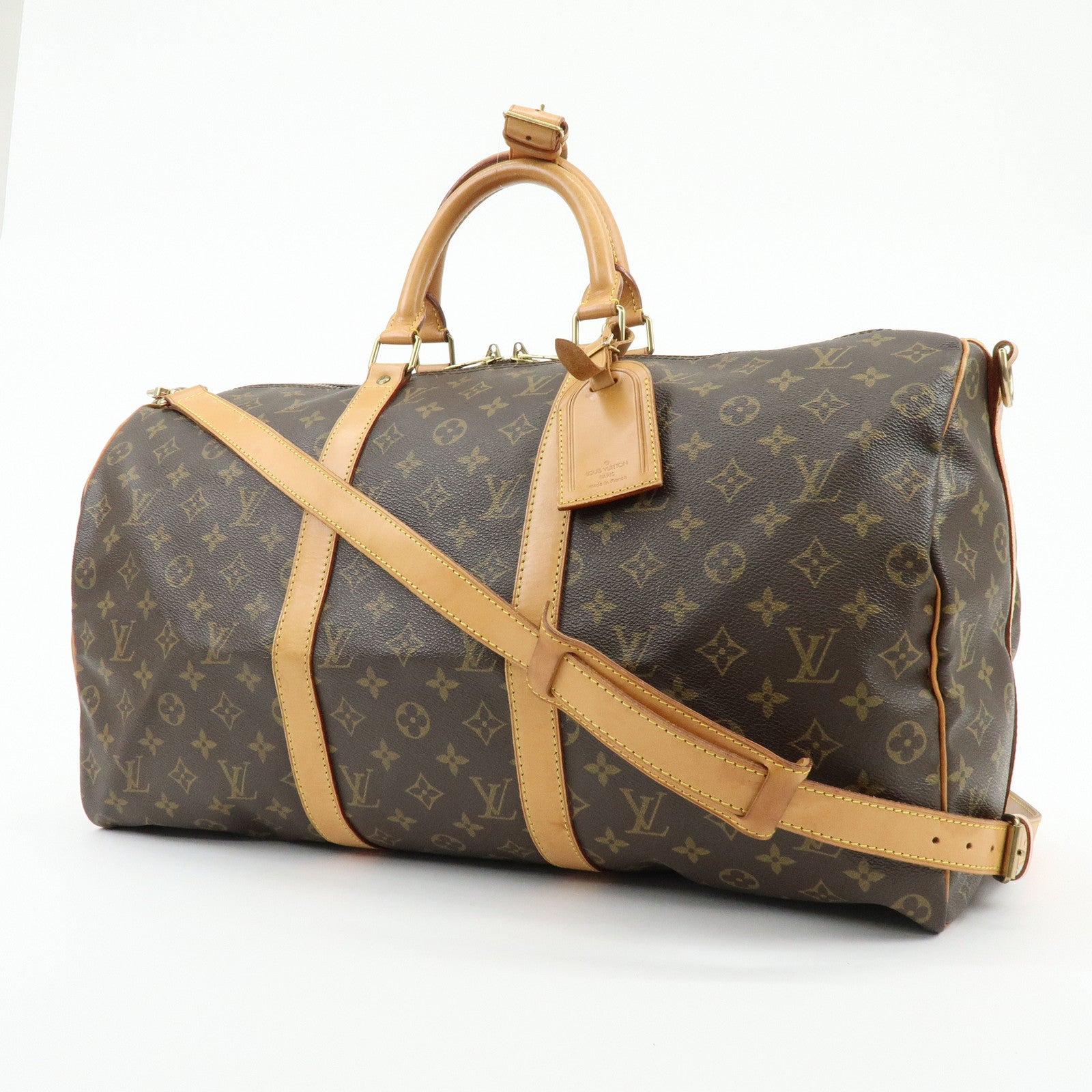 Louis Vuitton Monogram Keep All Bandouliere 50 Boston Bag Brown M41416