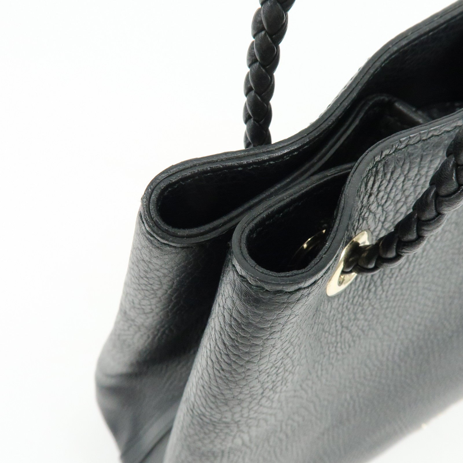 GUCCI Logo Leather Tote Bag Shoulder Bag Black 380118