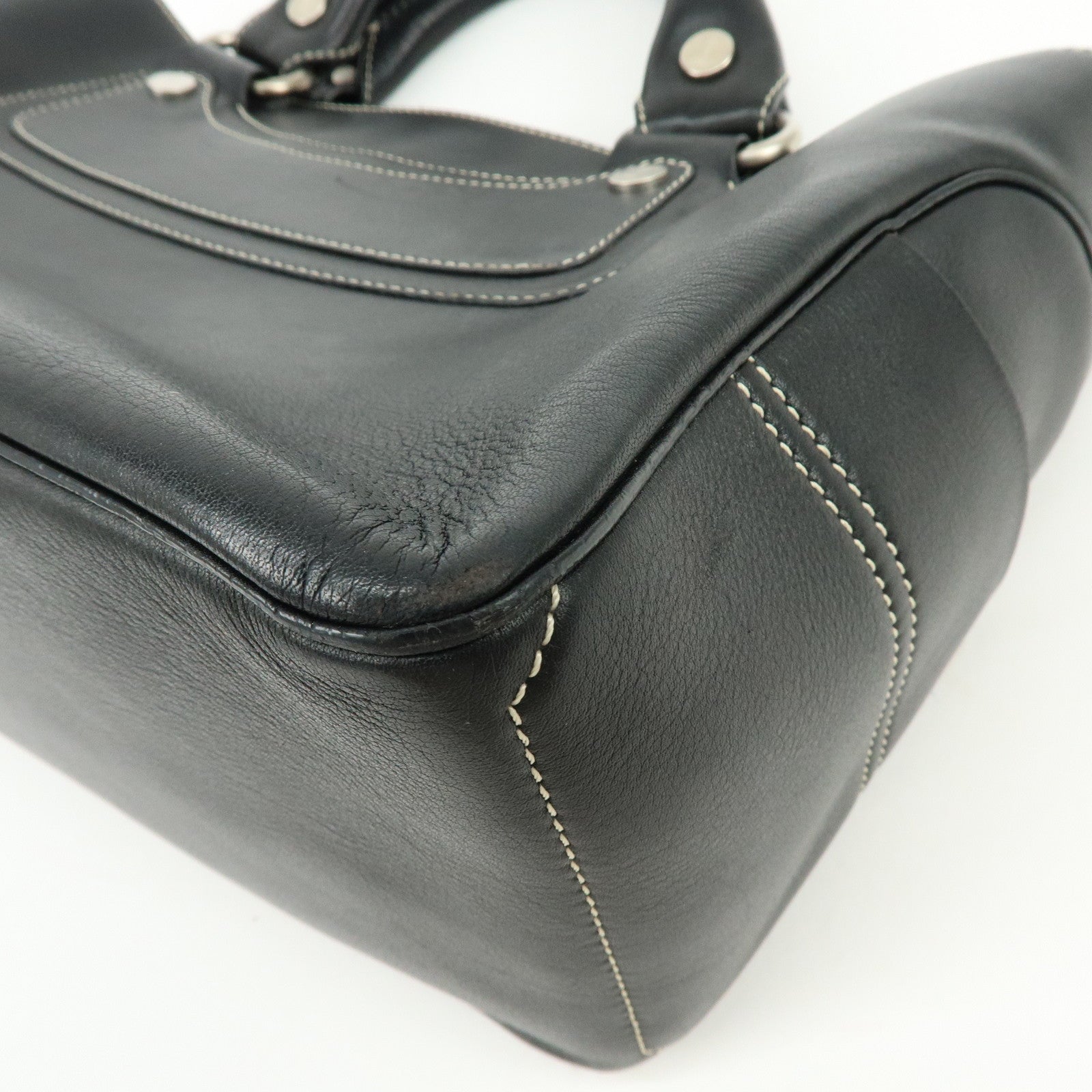 CELINE Boogie Bag Leather Hand Bag Tote Bag Black