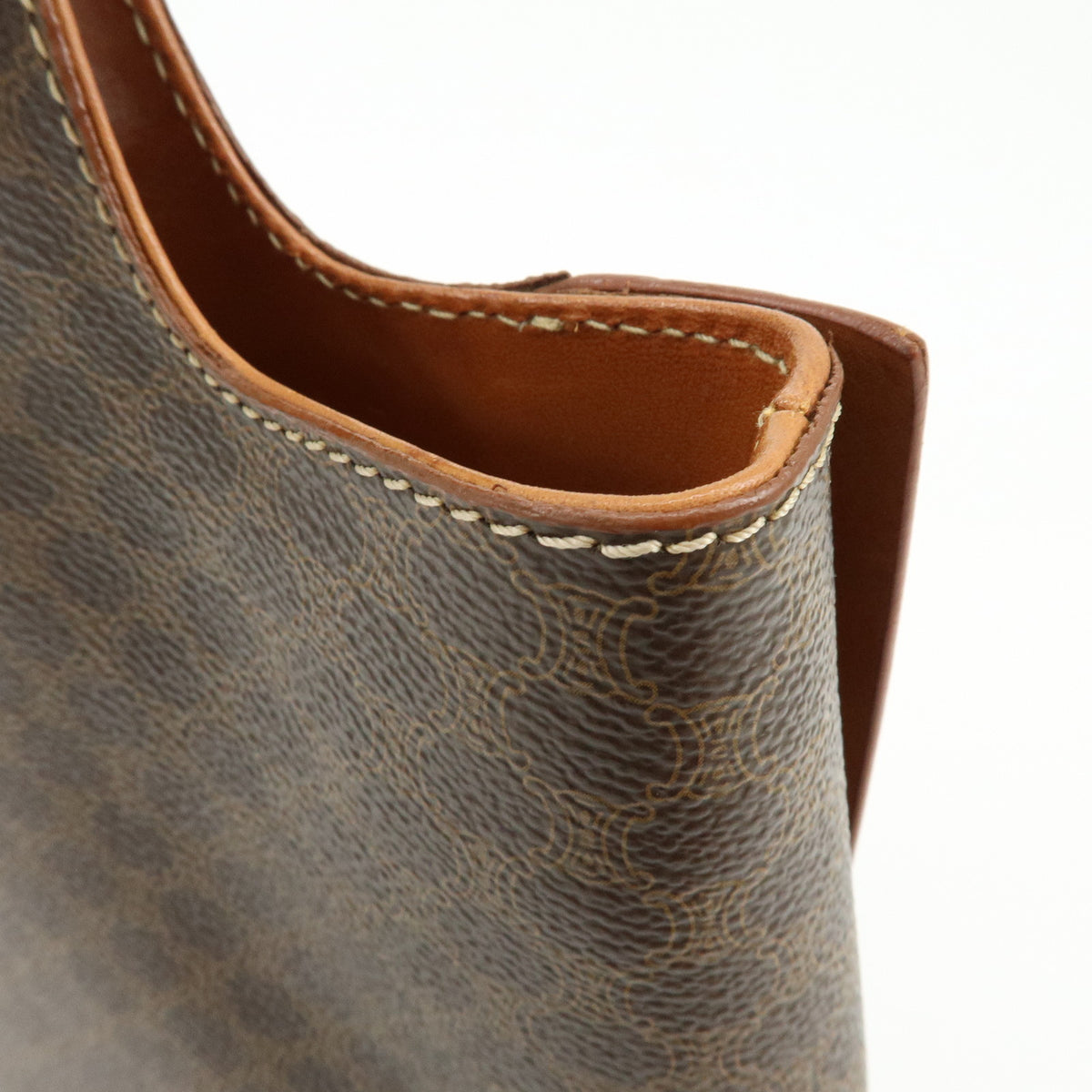 CELINE Macadam Logo PVC Leather Tote Bag Hand Bag Brown