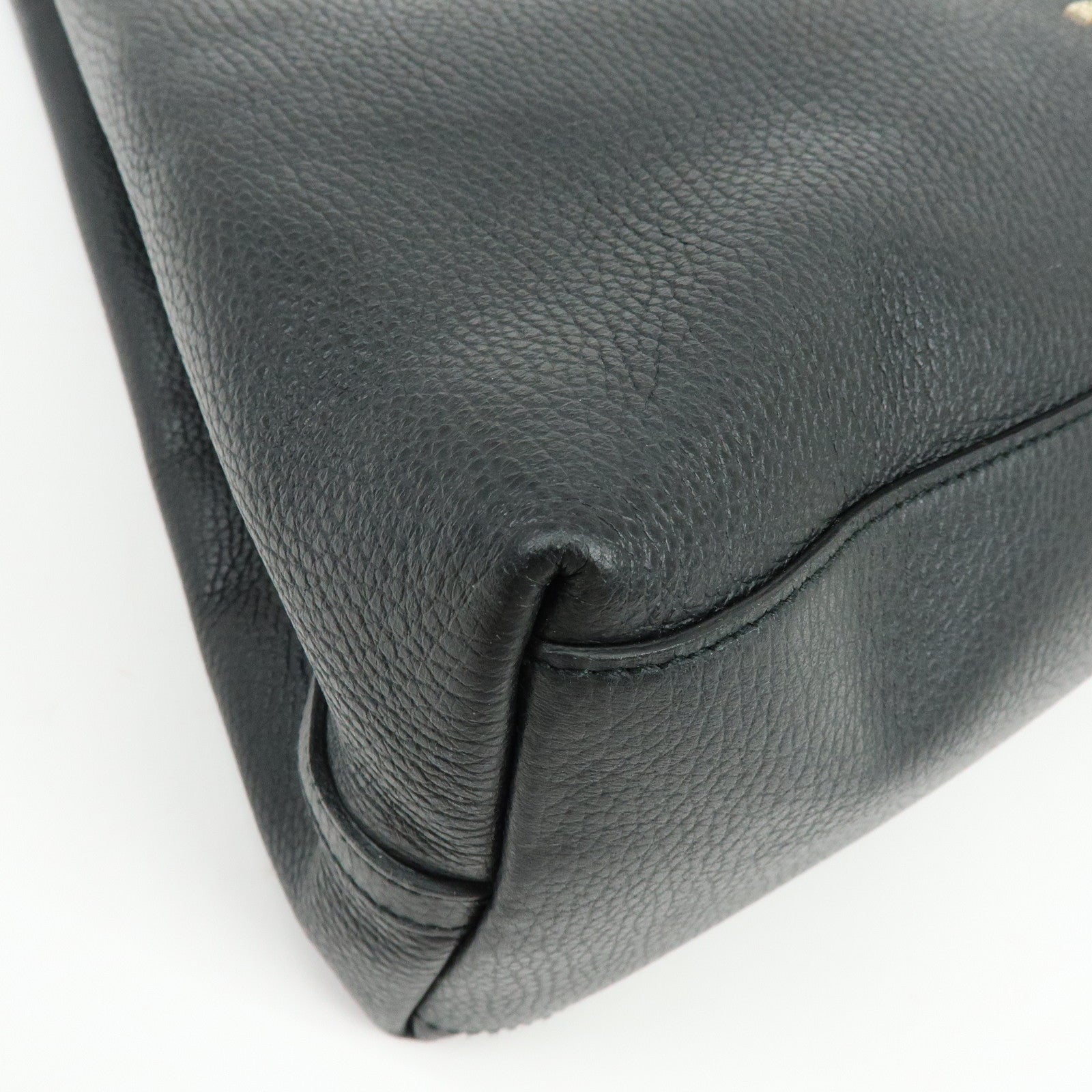 GUCCI Logo Leather Tote Bag Shoulder Bag Black 380118