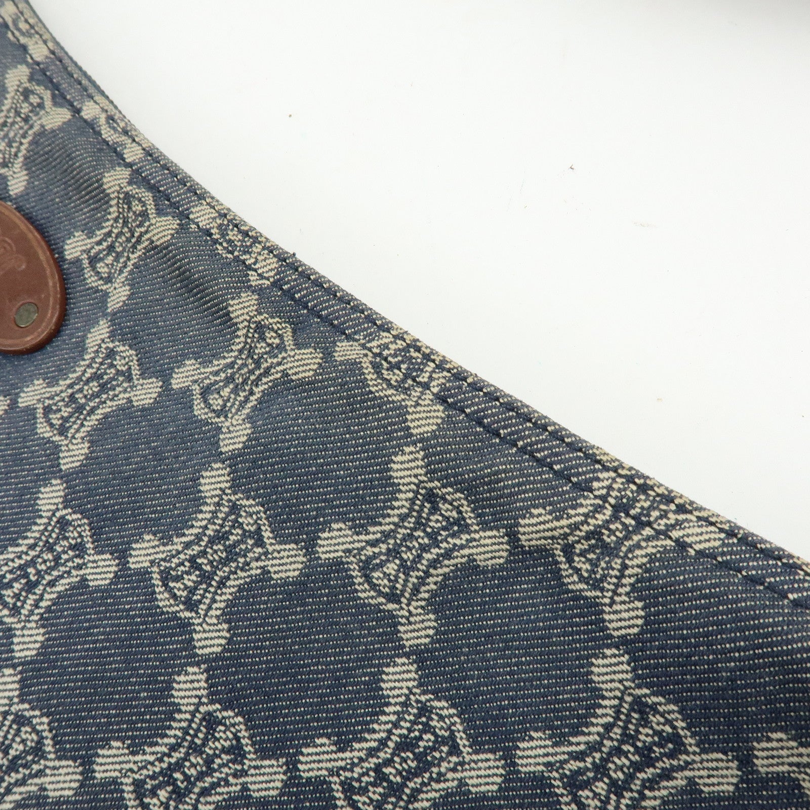 CELINE Macadam Denim Leather Shoulder Crossbody Bag Indigo Blue Brown