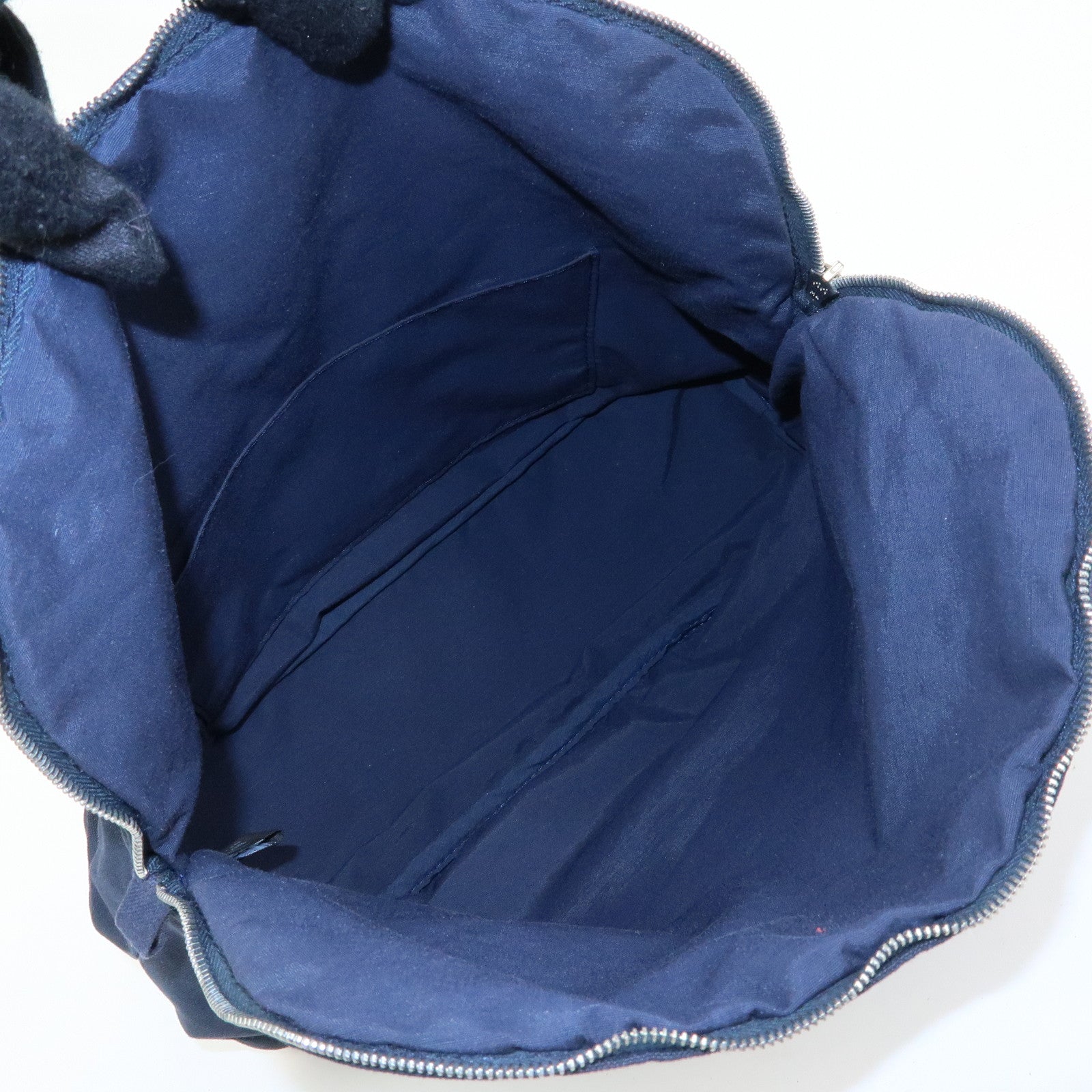 HERMES Bolide Pouch GM Cotton Leather Cosmetic Pouch Navy