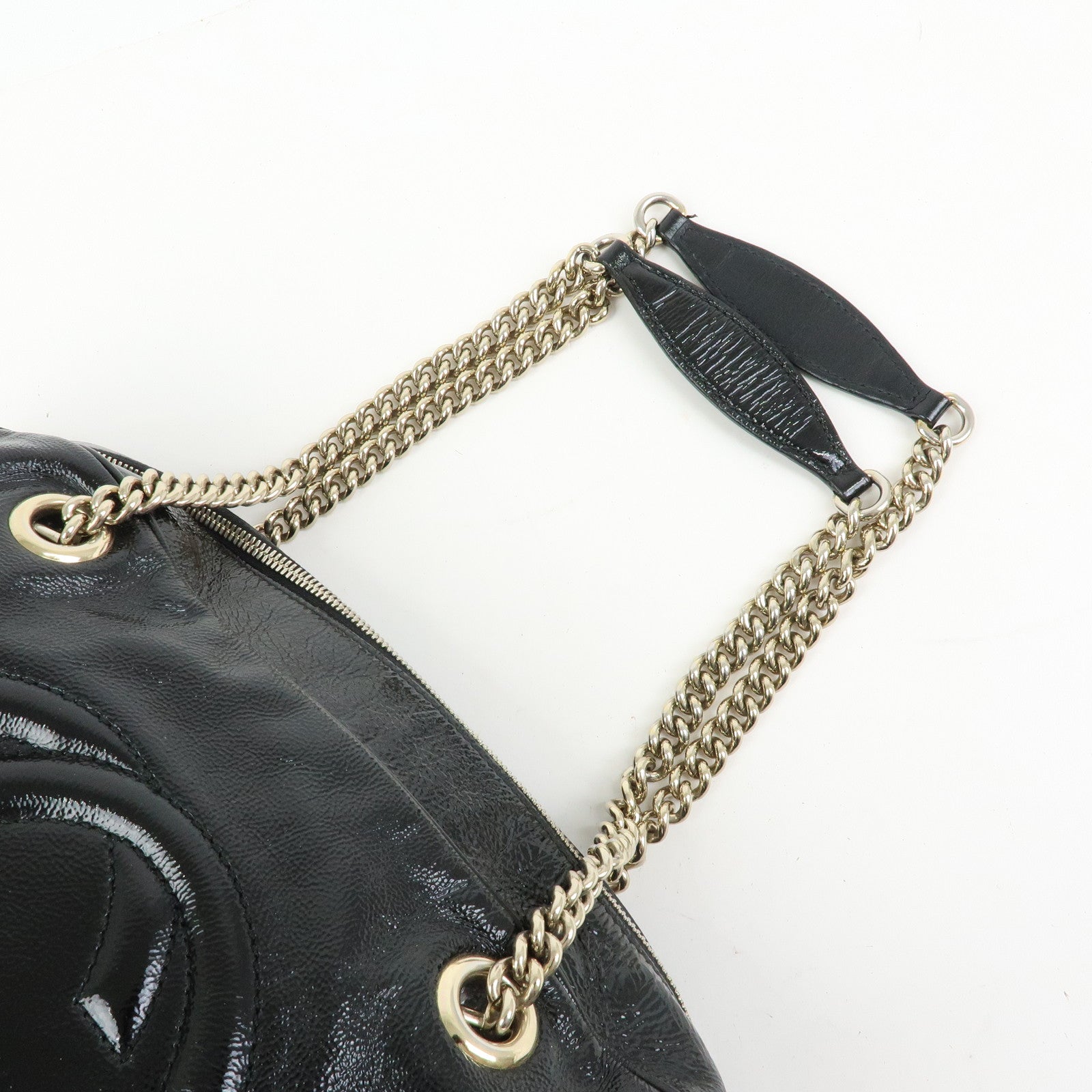 GUCCI SOHO Patent Leather Shoulder Bag Hand Bag Black 353126