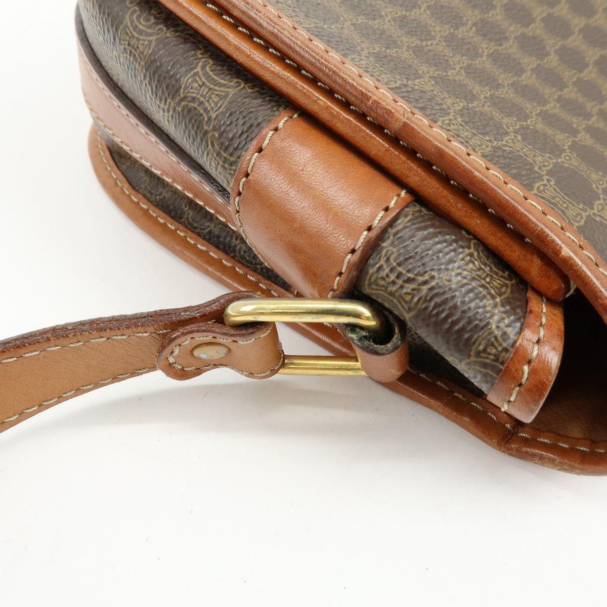 CELINE Macadam Canvas Leather Shoulder Bag Crossbody Bag Brown