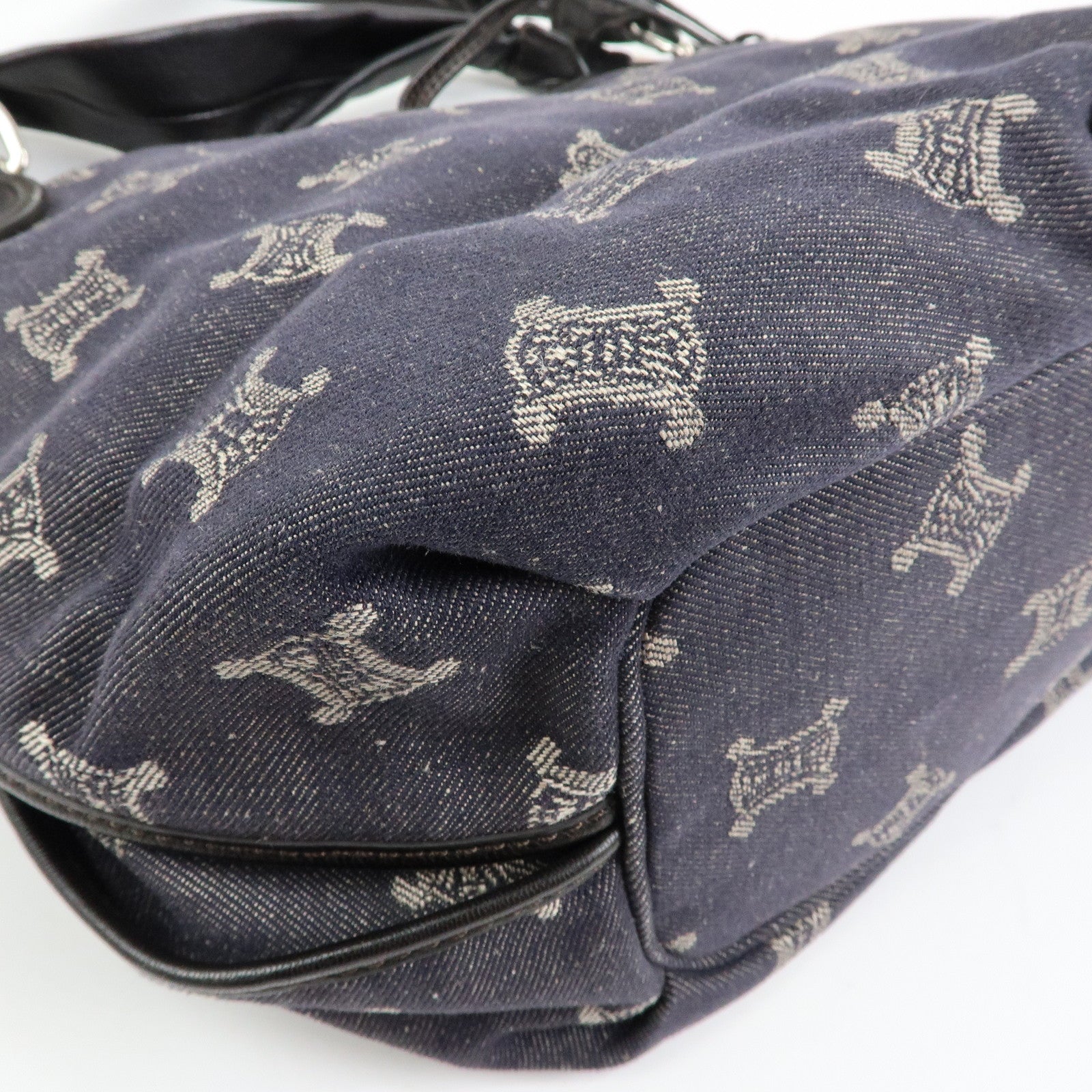 CELINE Macadam Bittersweet Denim Leather Shoulder Bag Indigo Blue Black