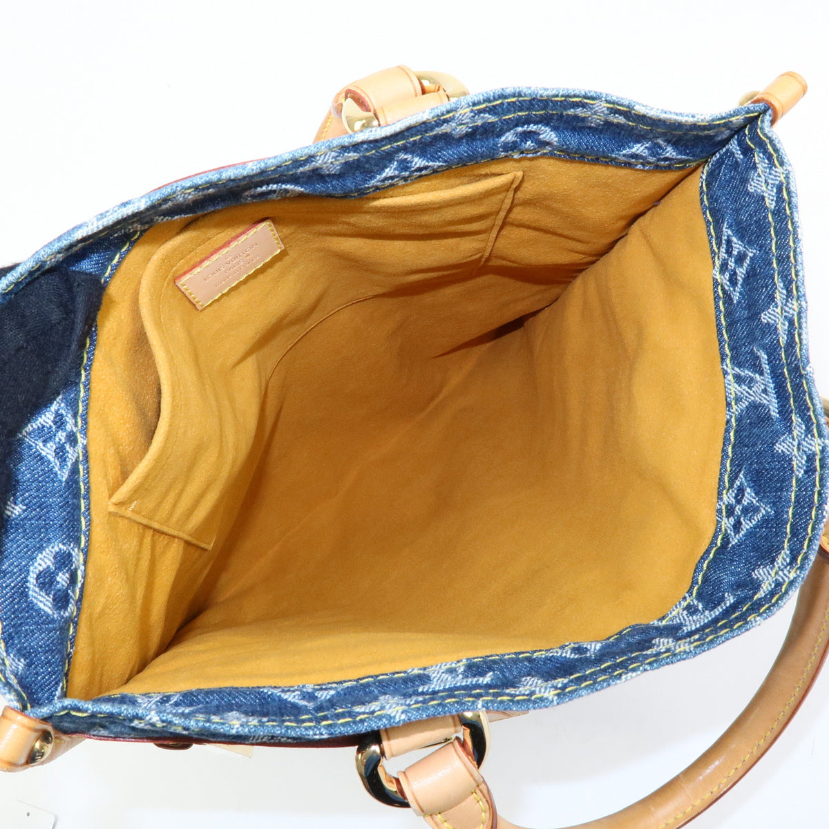 Louis Vuitton Monogram Denim Flat Shopper Tote Bag Blue M95018
