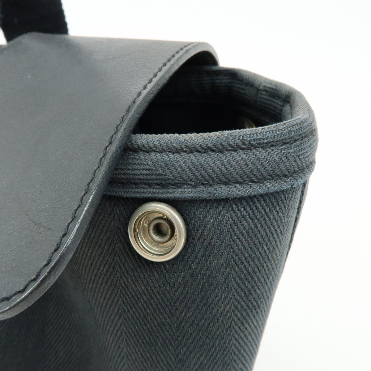HERMES Valparaiso PM Canvas Leather Tote Bag Hand Bag Black