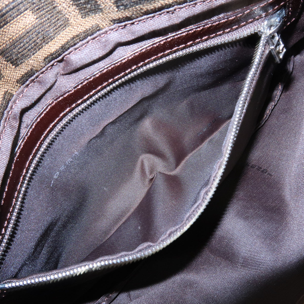 FENDI Mamma Baguette Zucca Canvas Leather Shoulder Bag Brown 26424