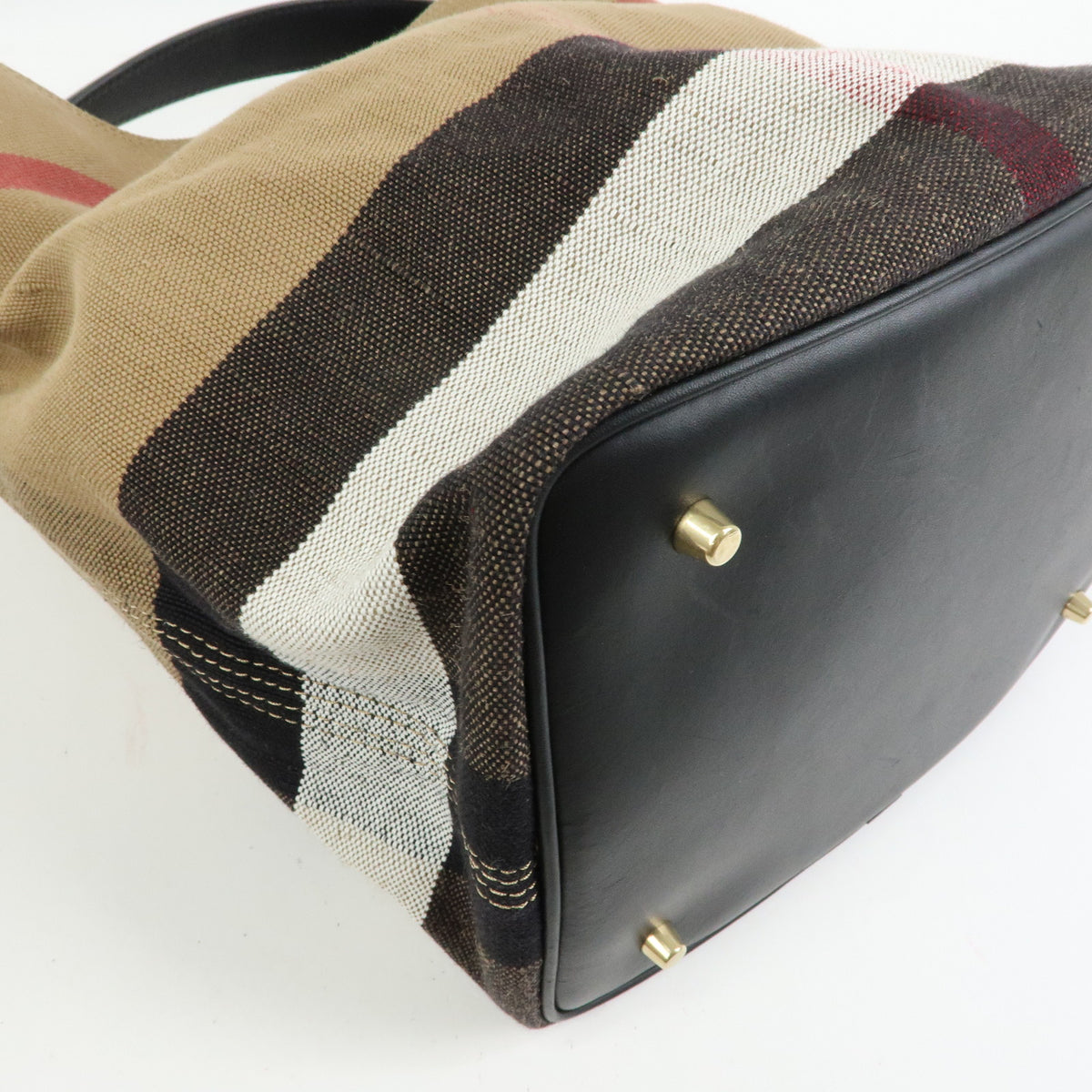 BURBERRY Nova Plaid Ashby Canvas Leather 2Way Bag Shoulder Bag Black