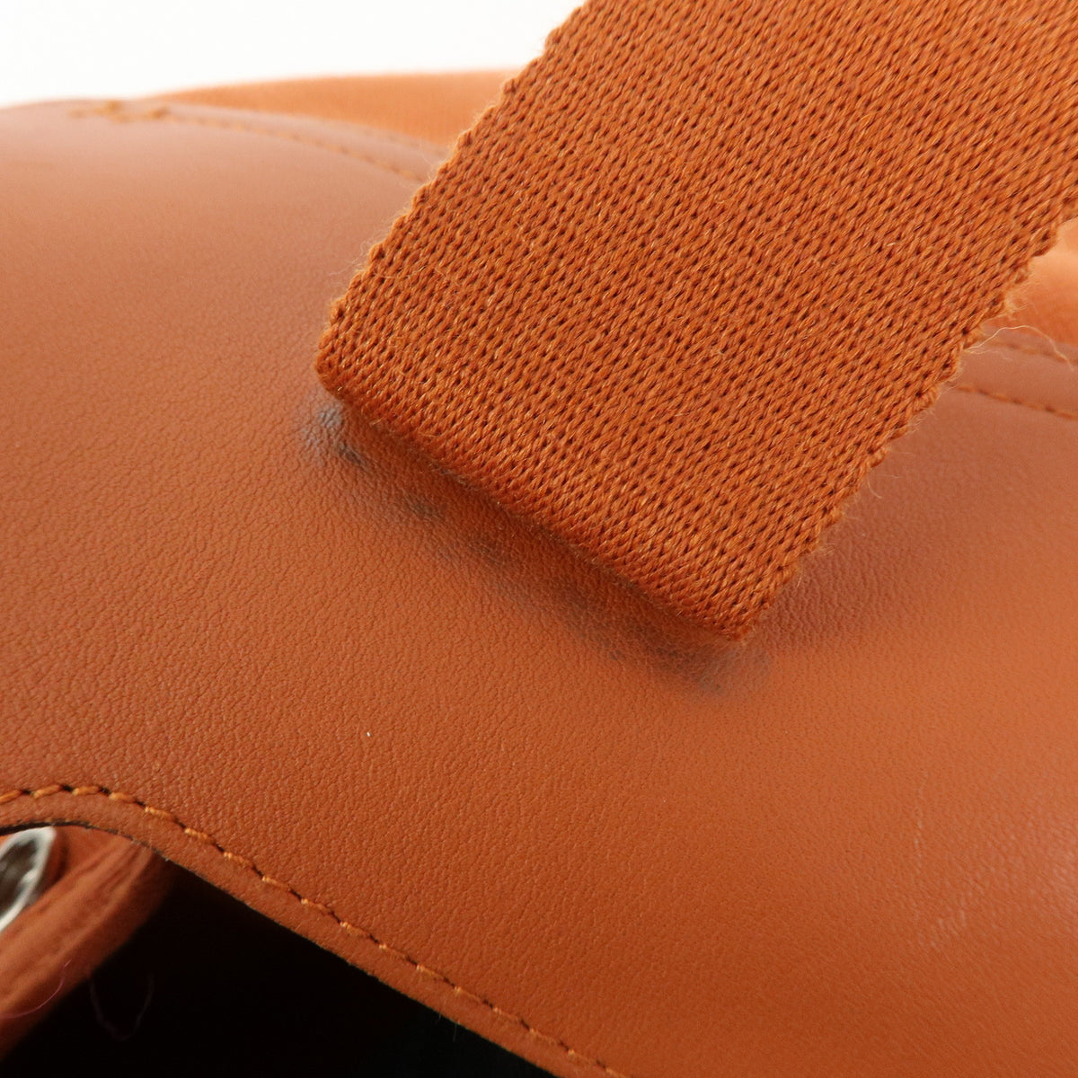 HERMES Valparaiso MM Toile Chevron Leather Tote Bag Hand Bag Orange