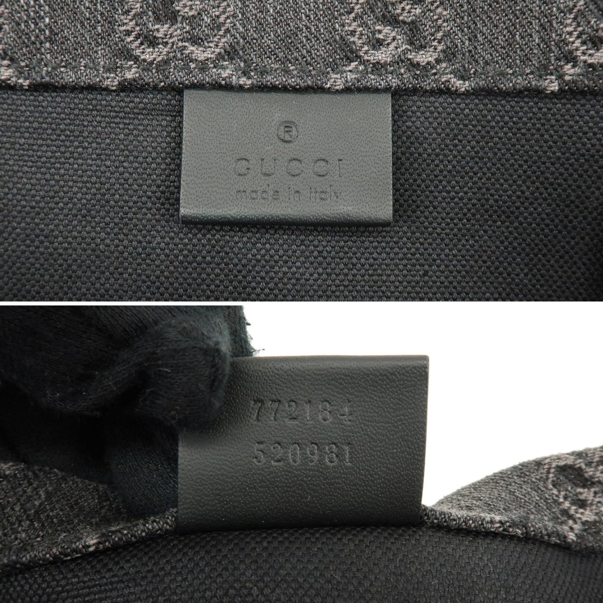 GUCCI GG Denim Leather Large Tote Bag Hand Bag Black 772184