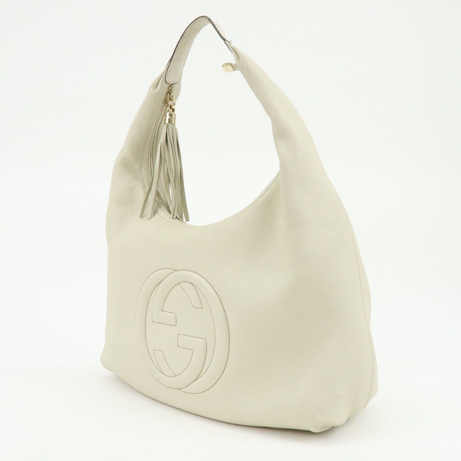 GUCCI SOHO Interlocking G Leahter Shoulder Bag White 282304