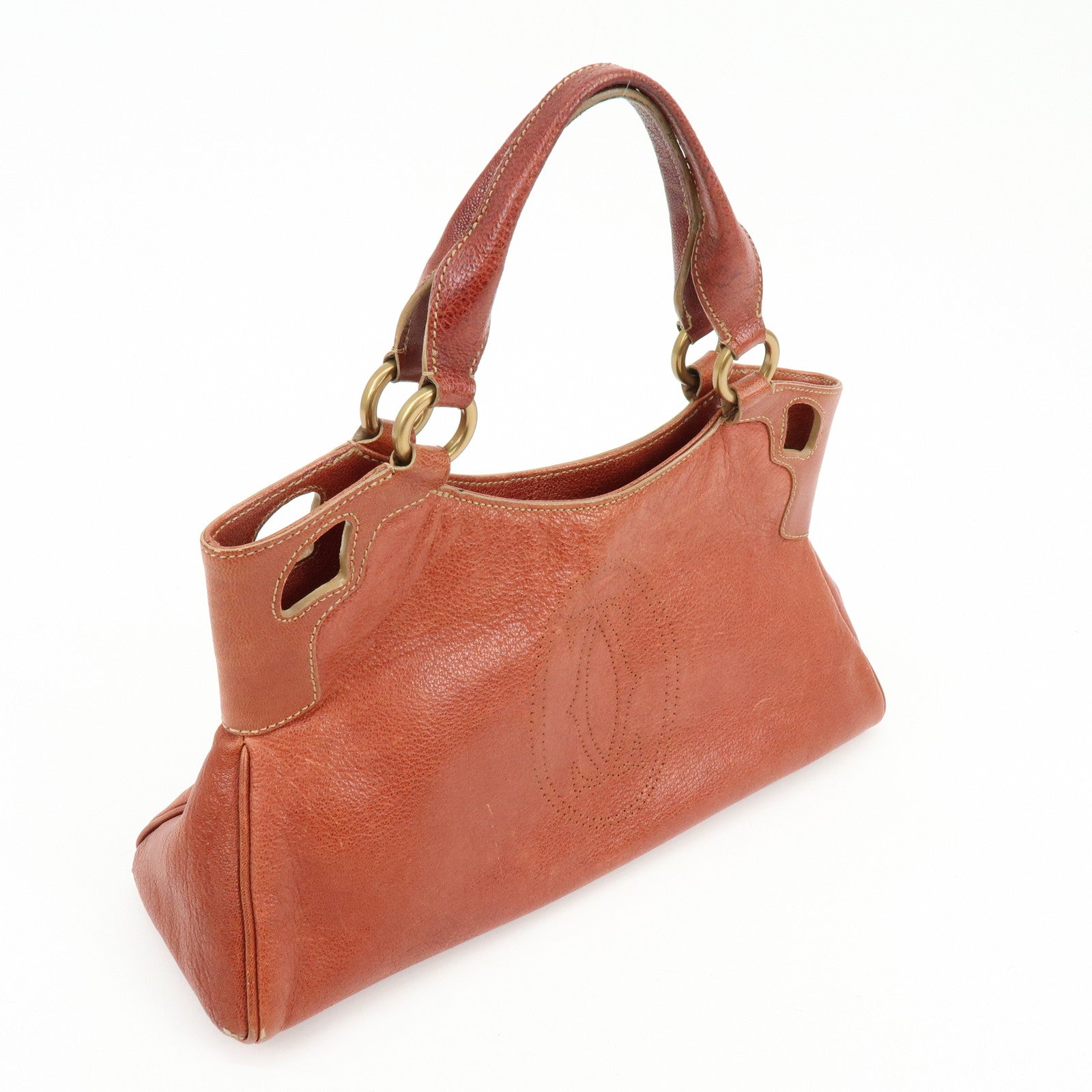 Cartier Marcello de Cartier Leather Hand Bag Tote Bag Brown