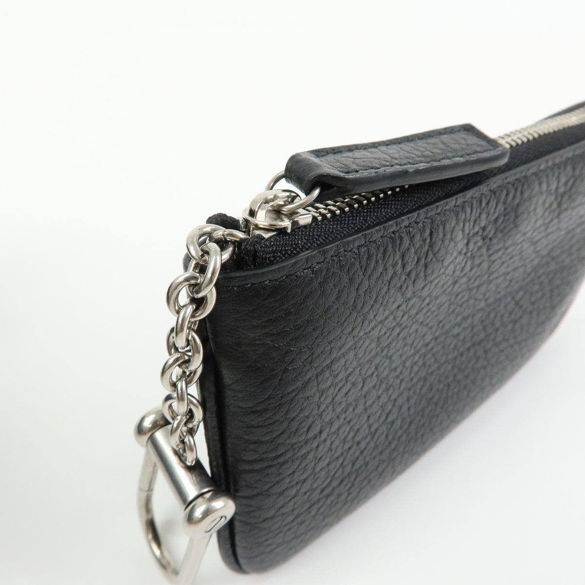 GUCCI Double G Leather Coin Case Key Chain Black 795330