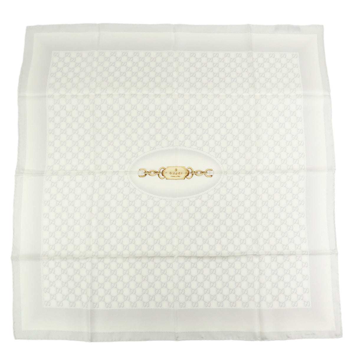 GUCCI Horsebit Silk100% Scarf Shawl White