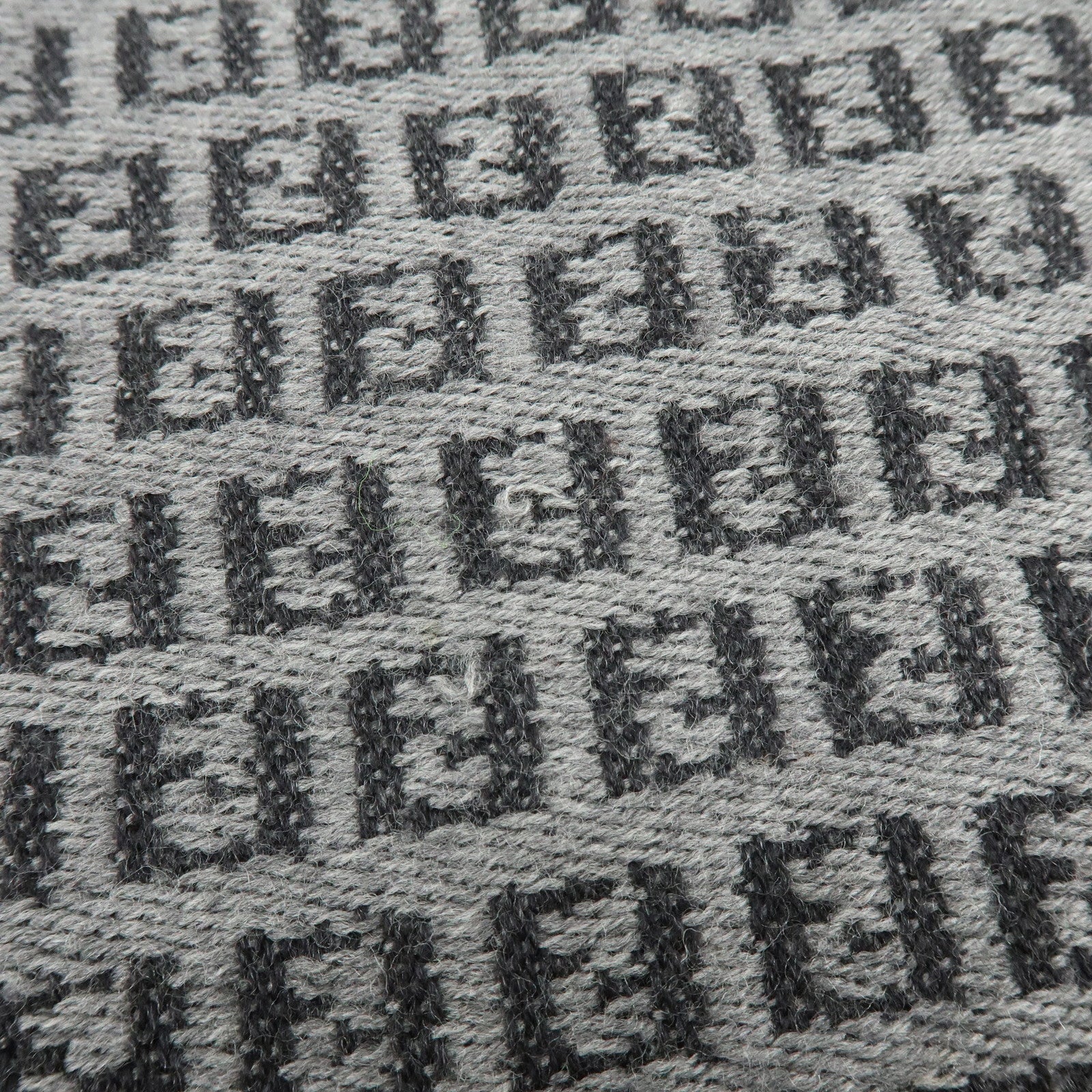 FENDI Set of 2 Zucca Zucchino Wool 100% Scarf Stole Black Gray