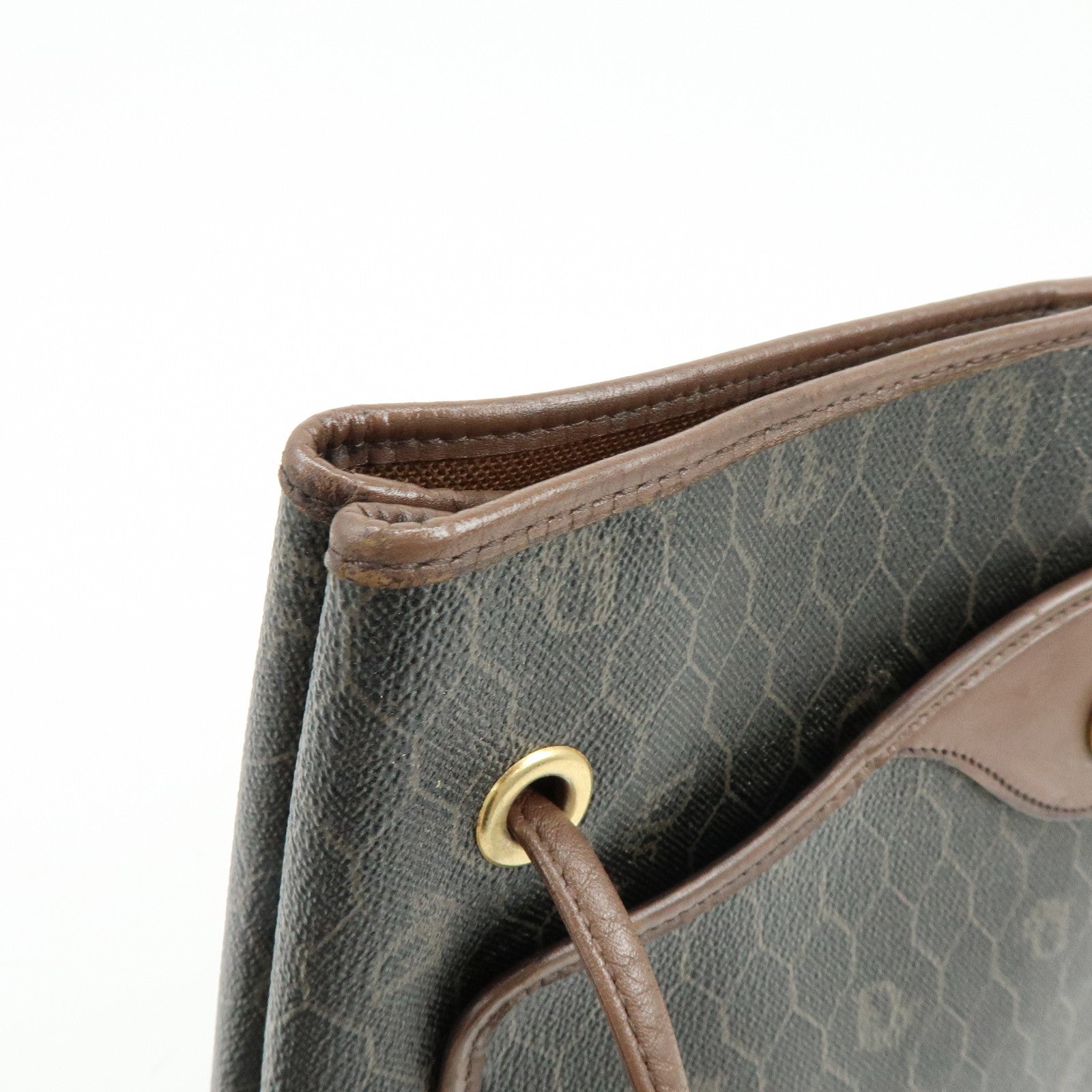 Christian Dior Honeycomb PVC Leather Shoulder Bag Brown Black