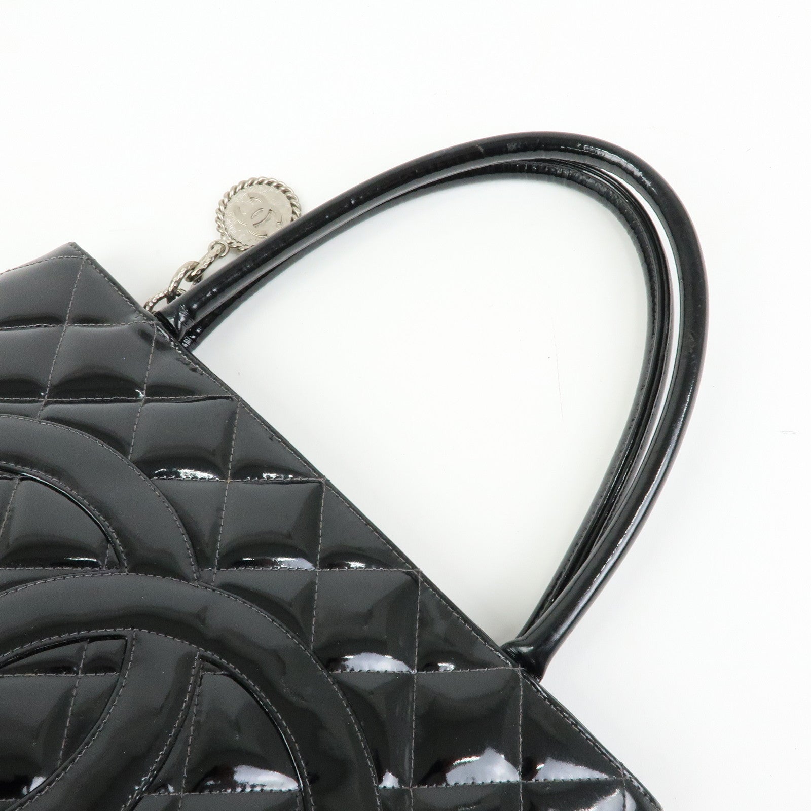CHANEL Matelasse COCO Mark Medallion Tote Bag Hand Bag Black A01804