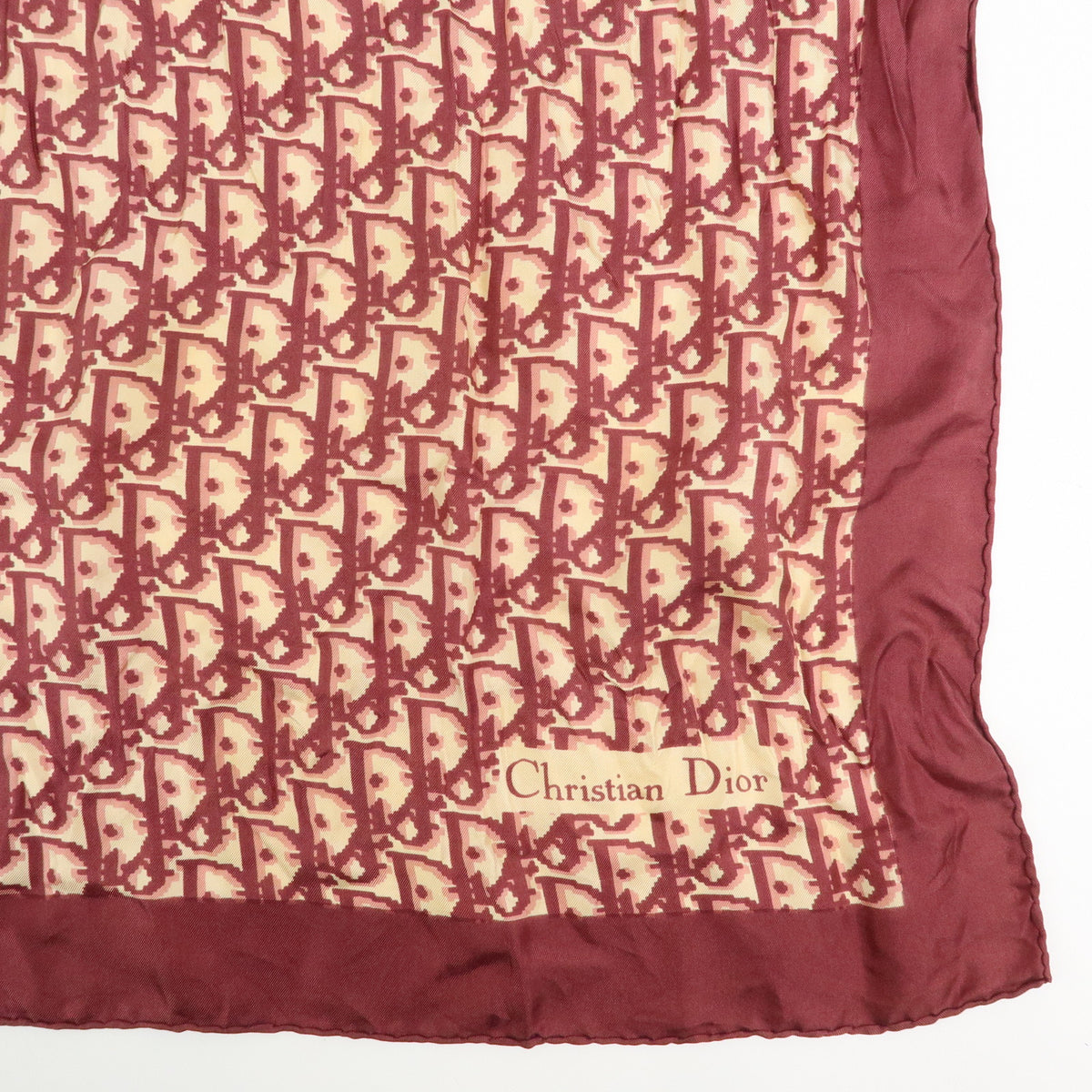 Christian Dior GUCCI FENDI Lot of 3 Silk Wool Scarf Bordeaux Pink Navy