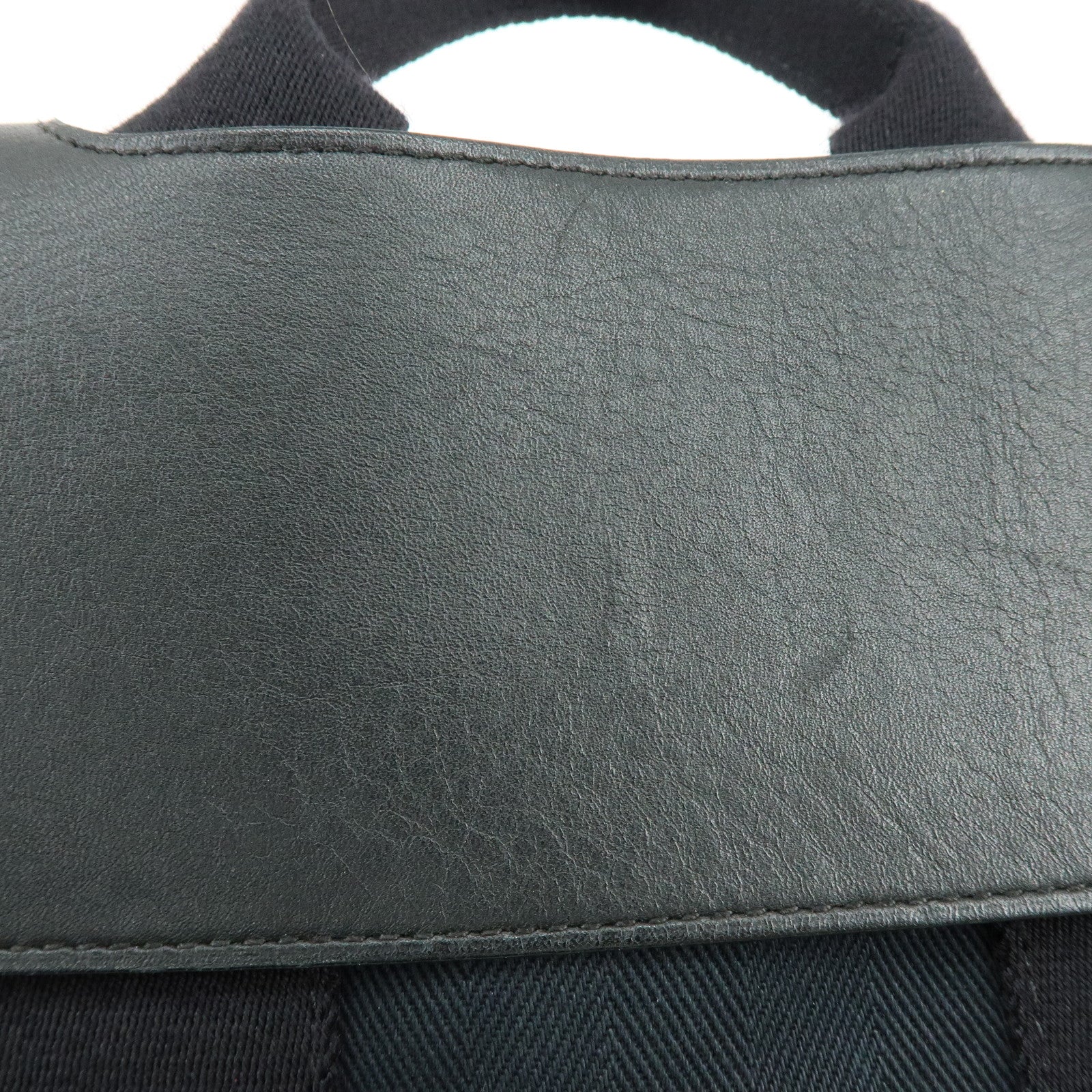HERMES Valparaiso Long PM Toile Chevron Leather Hand Bag Black
