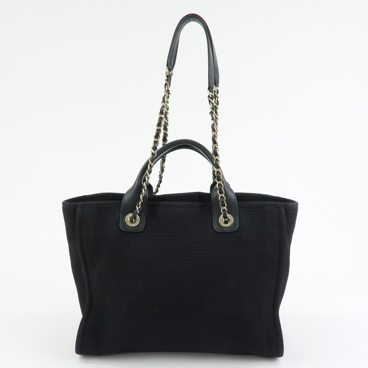 CHANEL Deauville Tote MM 2WAY Hand Bag Shoulder Bag Black A57069