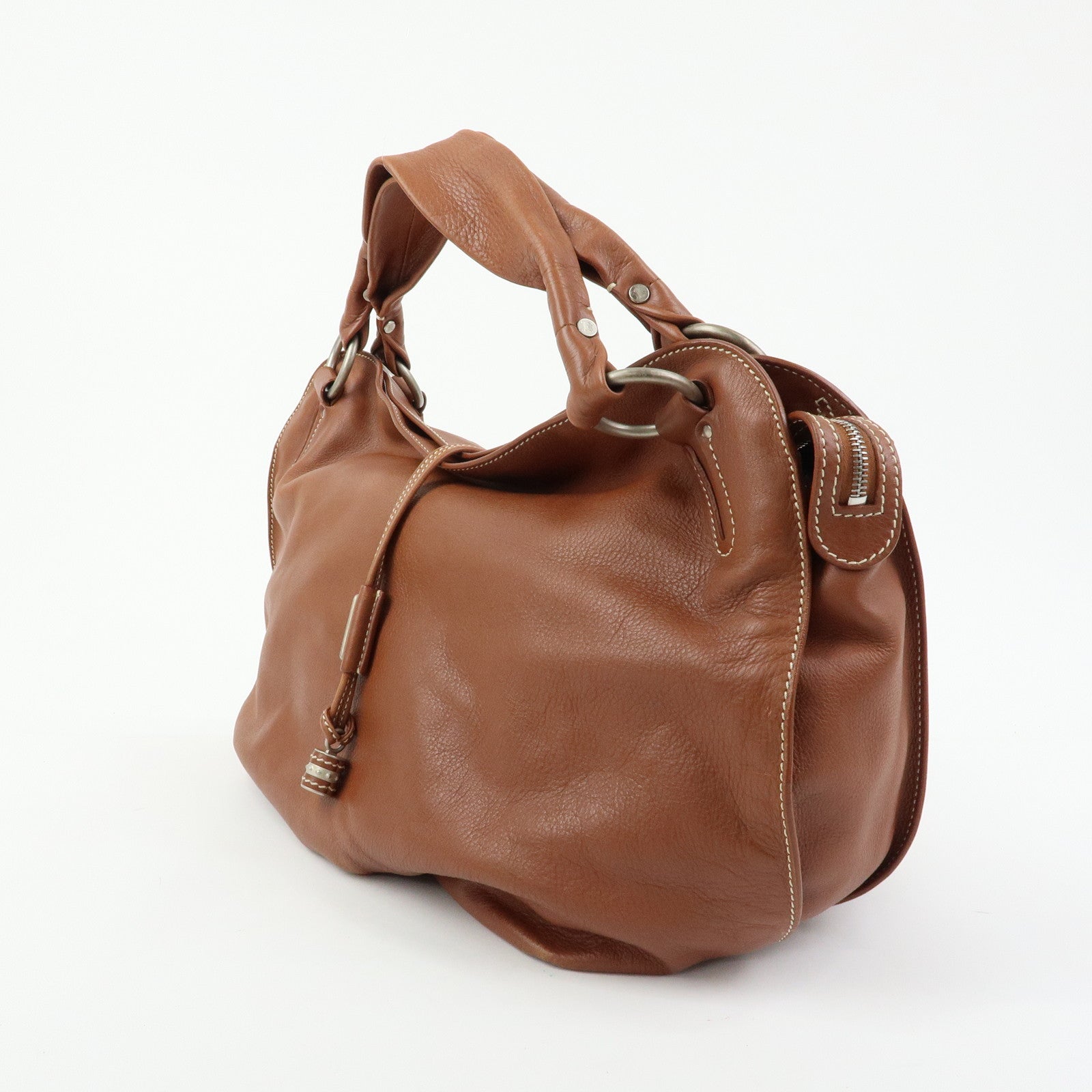 CELINE Bittersweet Leather Shoulder Bag Hand Bag Brown