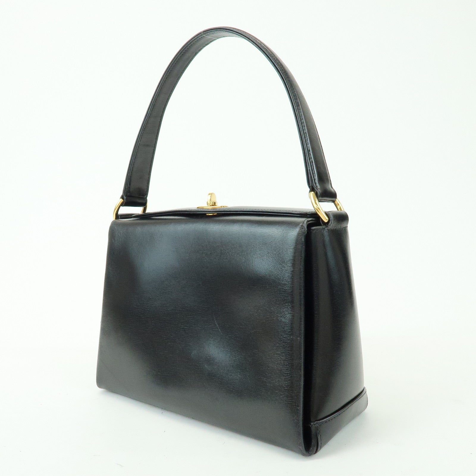 GUCCI Old Gucci Leather Hand Bag Top Handle Bag Black 000・26・0025