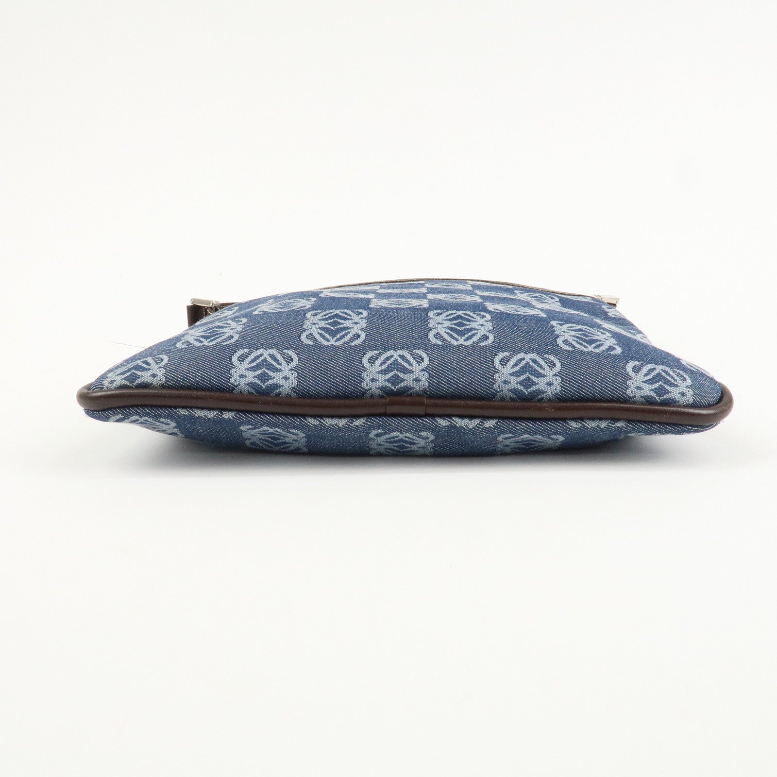 LOEWE Repeat Anagram Canvas Leather Shoulder Bag Crossbody Bag Blue Used