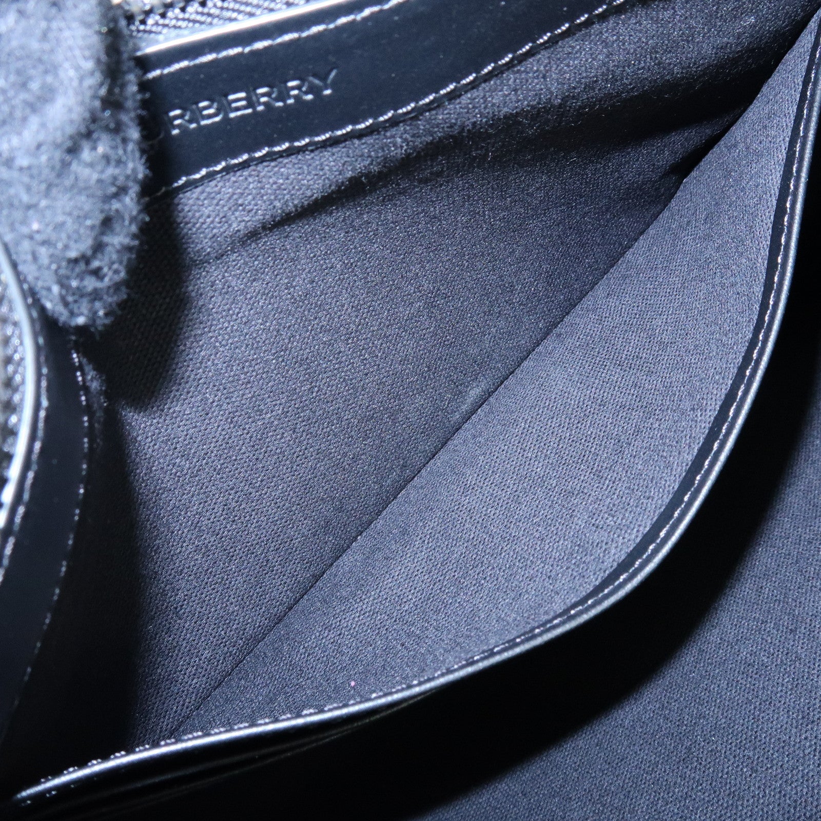 BURBERRY Leather Clutch Bag Flat Pouch Black