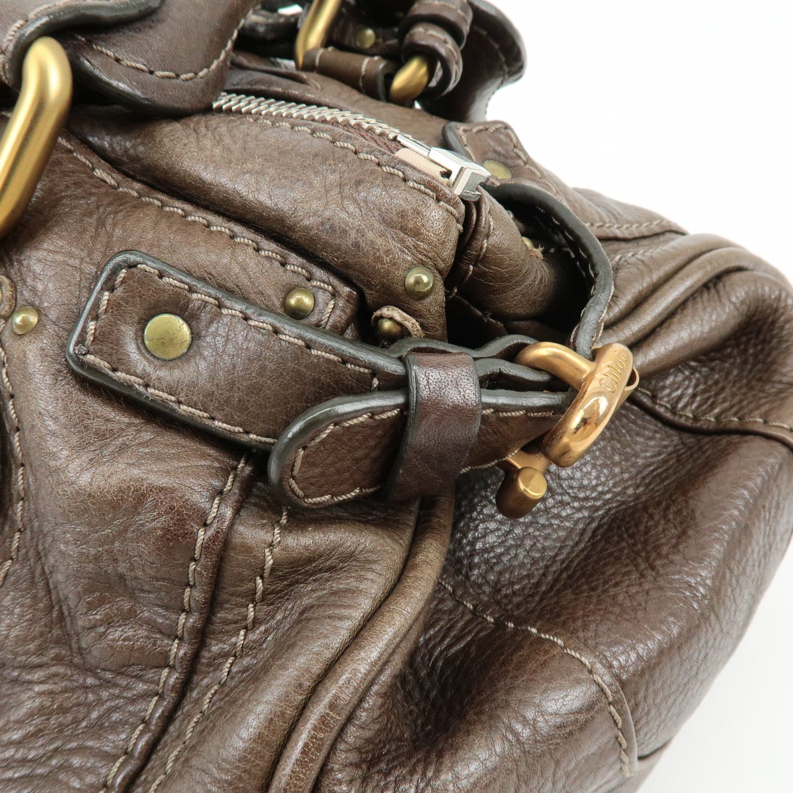 Chloe Paddington Leather Hand Bag Shoulder Bag Dark Brown