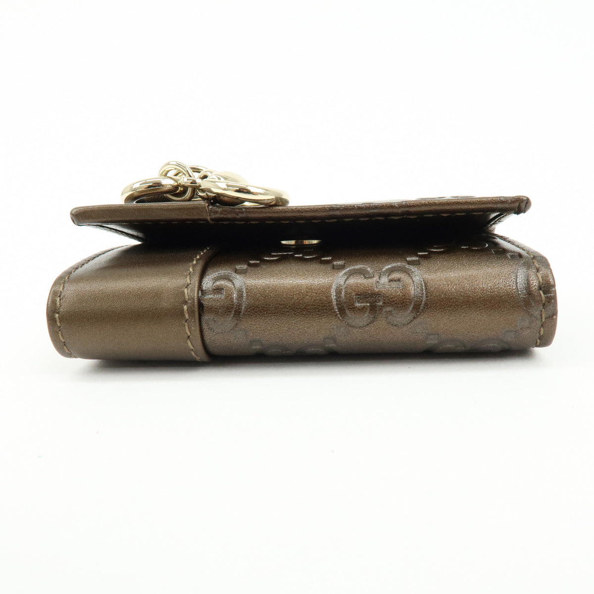 GUCCI Heartbit Guccissima Leather 6 Ring Key Case Key Holder Bronze