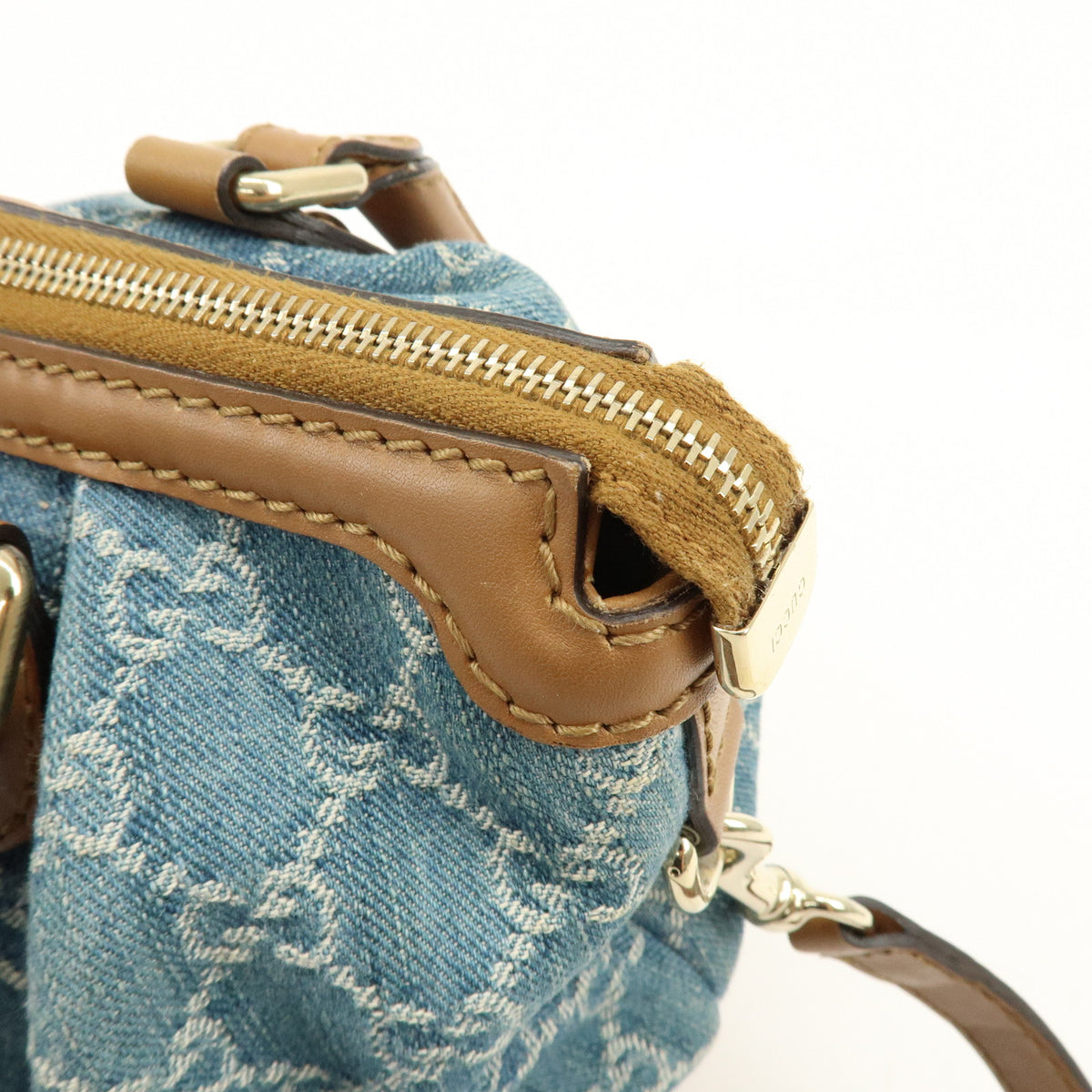 GUCCI Sukey GG Denim Leather 2Way Bag Shoulder Bag Blue 247902