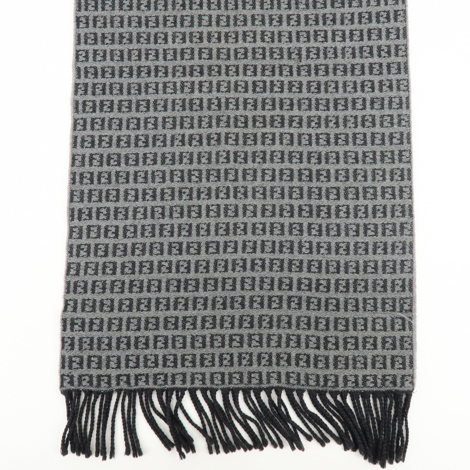 FENDI Set of 2 Zucca Zucchino Wool 100% Scarf Stole Black Gray